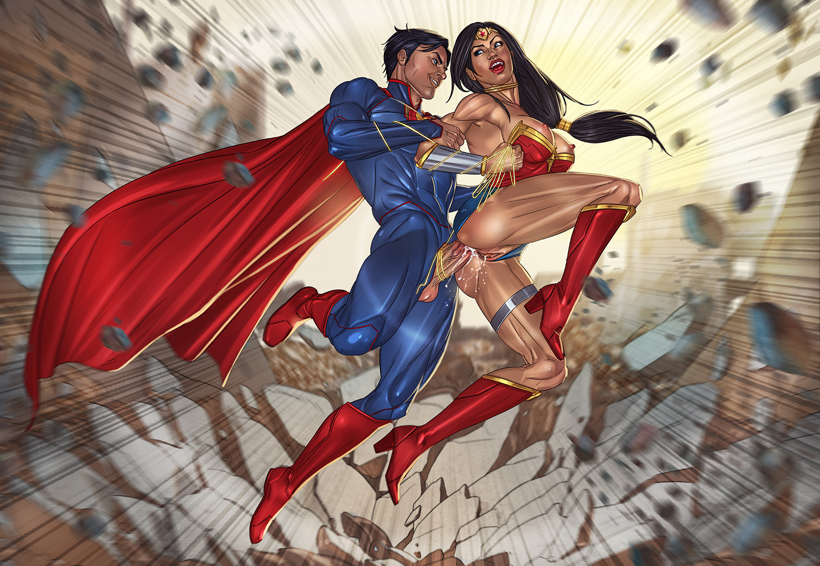 Wonder woman makes you suck superman's dick at a party