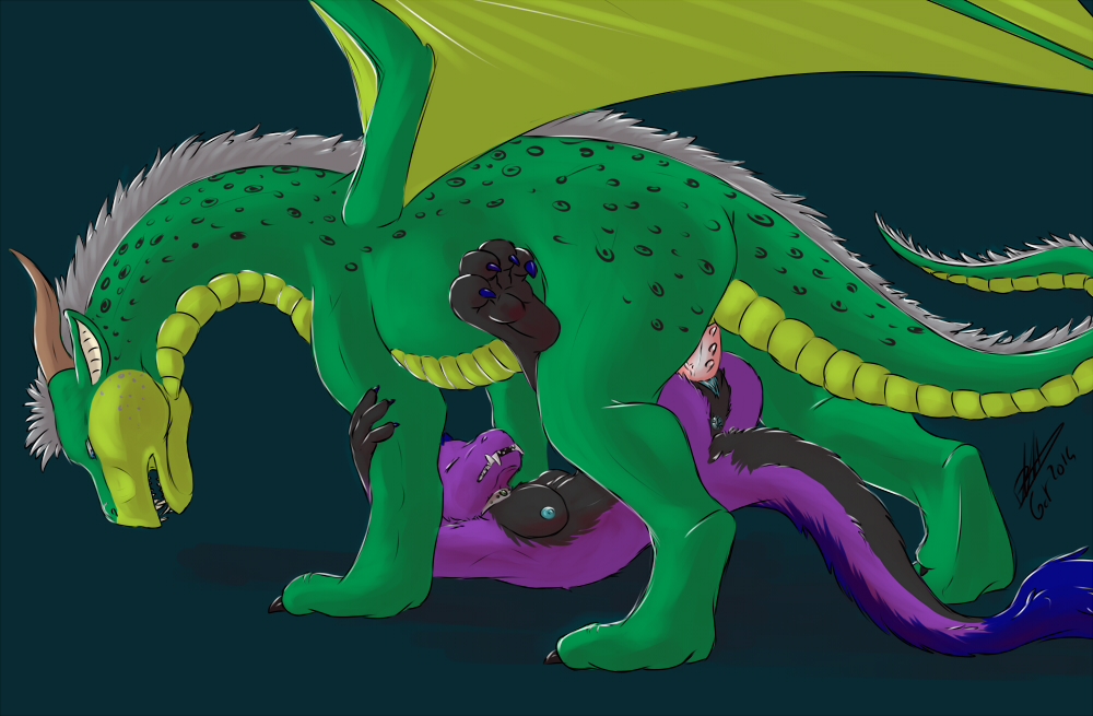 volac, 2014, simple background, anthro, anthro on feral, anus, black fur, blue eyes, blue nipples, breasts, claws, closed eyes, dragon, female, feral, fur, furred dragon, horn, lying, male, male penetrating, nipples, on back, open mouth, penetration, penis, purple fur, pussy, sex, sneaksy, straight, teeth, vaginal penetration, vein on penis, wings, zoophilia, 