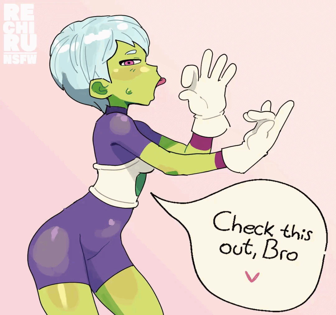 1girls animated bodysuit cheelai dialogue dragon_ball dragon_ball_super english_text fellatio_gesture female from_side gloves green_skin handjob_gesture looking_at_viewer naughty_face oral_with_prostate_stimulation prostate_massage_gesture rechiru rechitv short_hair suggestive suggestive_gesture text tongue tongue_out white_hair