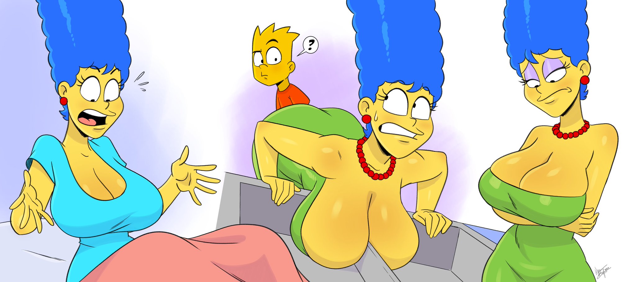 aeolus06, bart simpson, marge simpson, the simpsons, digital media (artwork), 1boy, 1girls, ass, big ass, big breasts, big thighs, blue hair, breasts, breasts bigger than head, curvaceous, curvy, curvy figure, female, hips, hourglass figure, huge ass, huge breasts, large ass, large breasts, legs, mature, mature female, milf, mother, mother and son, older female, older female and younger male, slim waist, son, thick, thick hips, thick legs, thick thighs, thighs, voluptuous, waist, wide hips, wide thighs, wife, yellow-skinned female, yellow-skinned male, yellow body, yellow skin, younger male, 