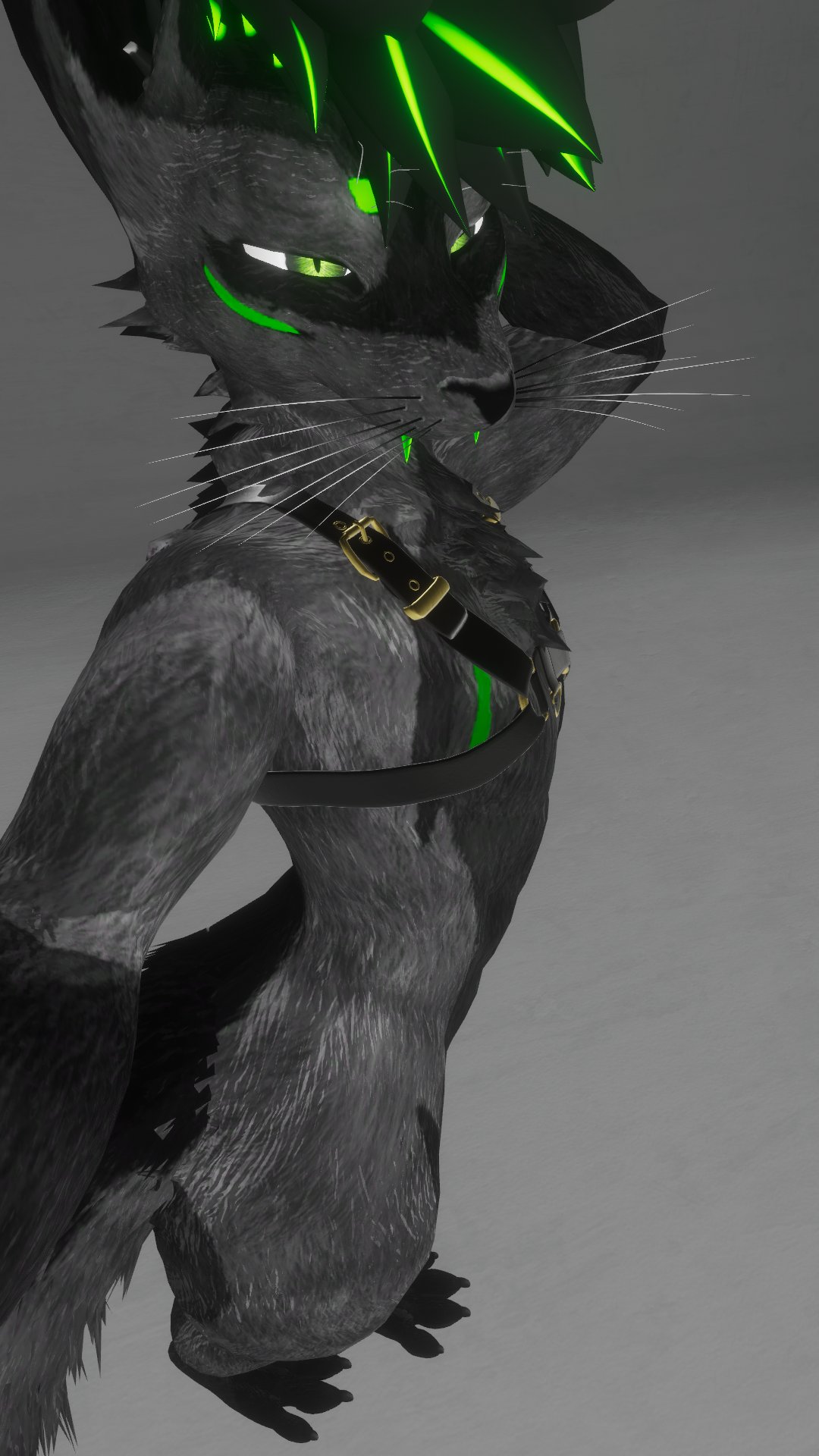 twitter, vrchat, 3d, tagme, abs, anthro, anthro only, canid, canine, fur, furry, furry only, green hair, grey fur, hoodbrailen, male, male only, muscular, muscular anthro, muscular male, rexouium, vr media, vrchat avatar, 