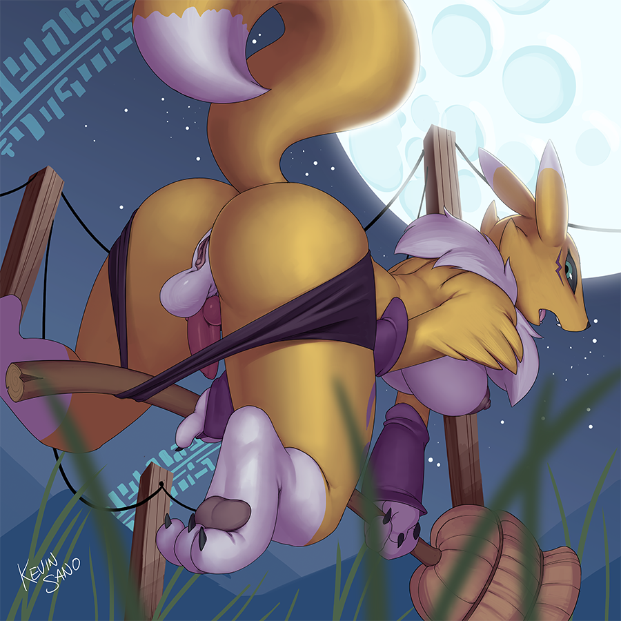 kevinsano, renamon, digimon, 2015, 1futa, accidental exposure, animal genitalia, anthro, areola, ass, backsack, balls, black sclera, blue eyes, breasts, broom, canine, canine penis, claws, clothes stuck on object, clothing, clothing pull, curvy, erect nipples, erection, exposed, exposed ass, exposed balls, exposed penis, exposed pussy, fox, full-package futanari, fur, futa only, futanari, huge breasts, intersex, knot, large ass, looking back, lost clothes, magic user, mammal, moon, multicolored fur, neck tuft, night, nipples, open mouth, panties, penis, penis out, pussy, solo, topless, tuft, two tone fur, underwear, wardrobe malfunction, white fur, witch, yellow fur, 