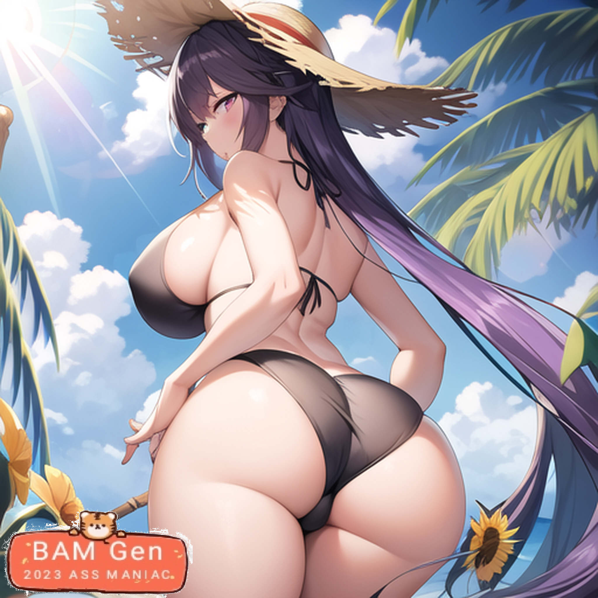 hatsune miku, 1girls, ai generated, arms up, ass, ass focus, big ass, big breasts, big butt, boobs and butt pose, breasts, bubble ass, from behind, gigantic ass, huge ass, huge butt, large breasts, long hair, looking back, round ass, sideboob, stable diffusion, sweat, thick thighs, thighs, 