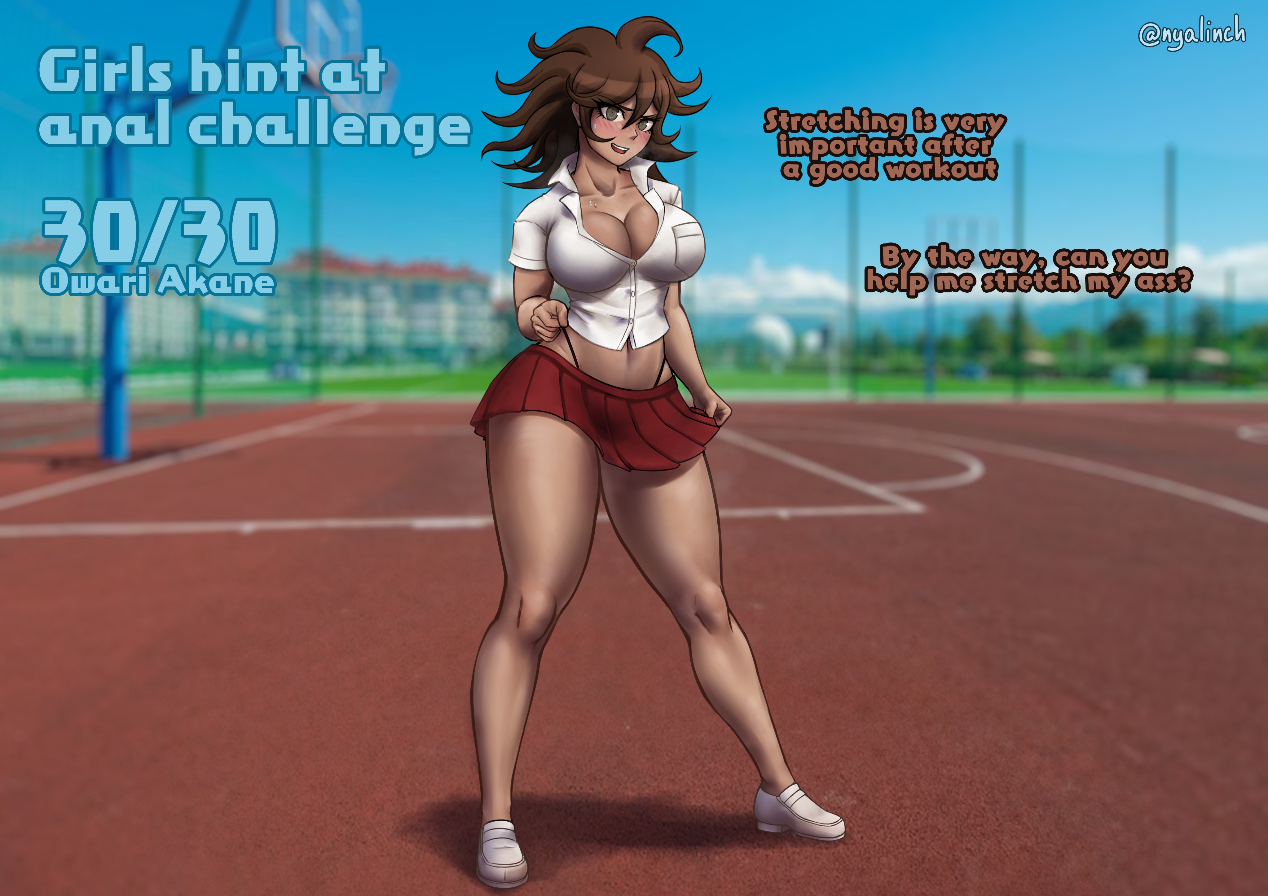 owari akane, danganronpa, tagme, before anal, female, meowlinch, skirt, 