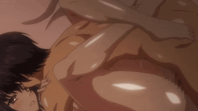 lovely x cation, 1boy, bed, bedroom, big breasts, big penis, blue hair, female, hentai, leg lock, missionary, missionary position, short hair, 