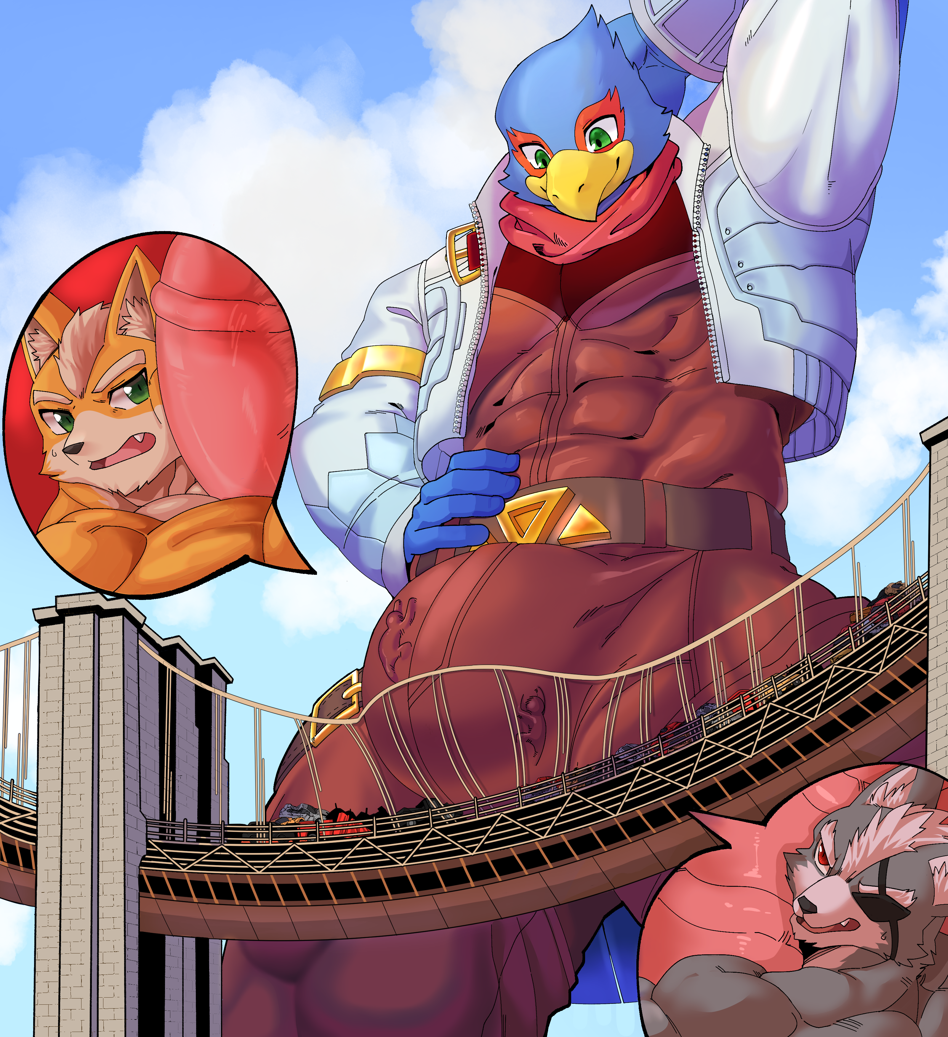 mayar, falco lombardi, fox mccloud, nintendo, star fox, absurd res, hi res,...
