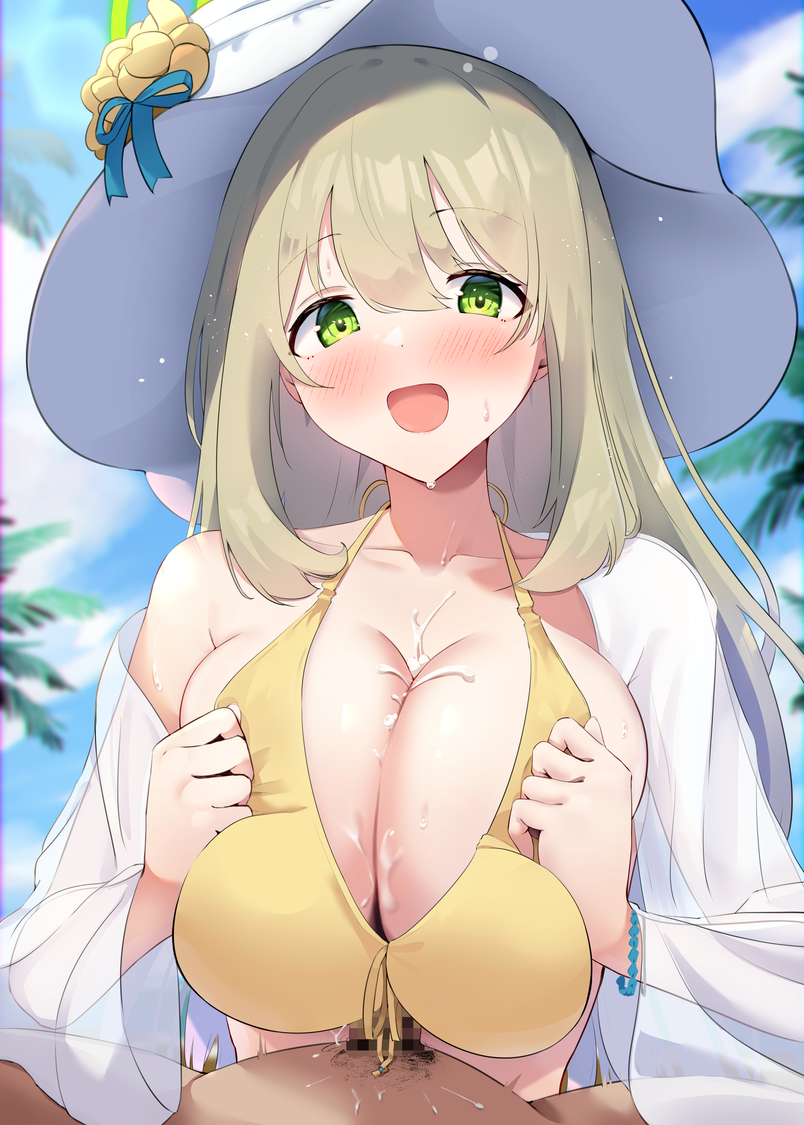 Breasts squeezed together