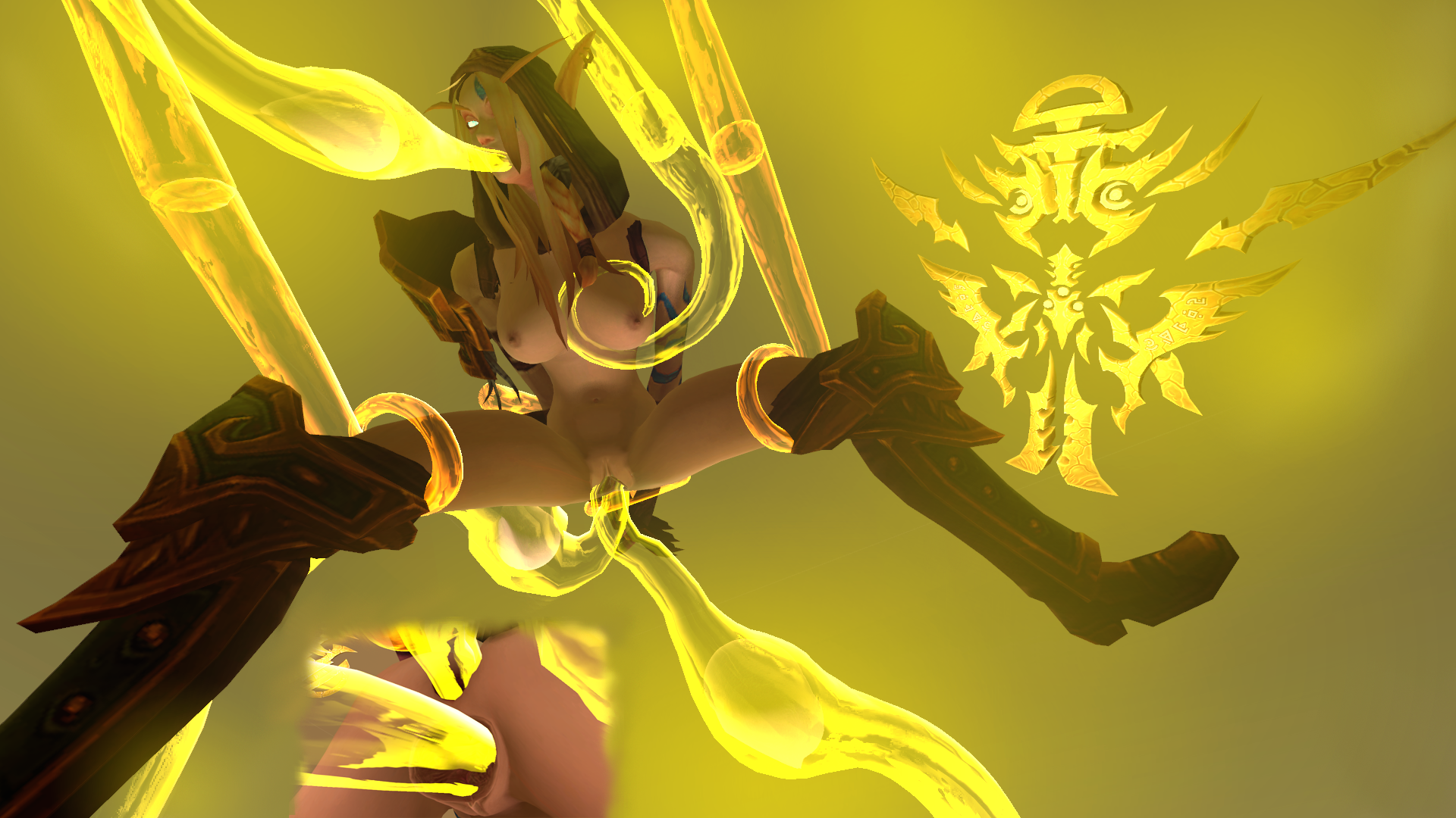 zentaeron, alleria windrunner, world of warcraft, source filmmaker, anal sex, belly bulge, breasts, double penetration, female, light, oral, penetration, pussy, restrained, tentacle, vaginal penetration, xera, 