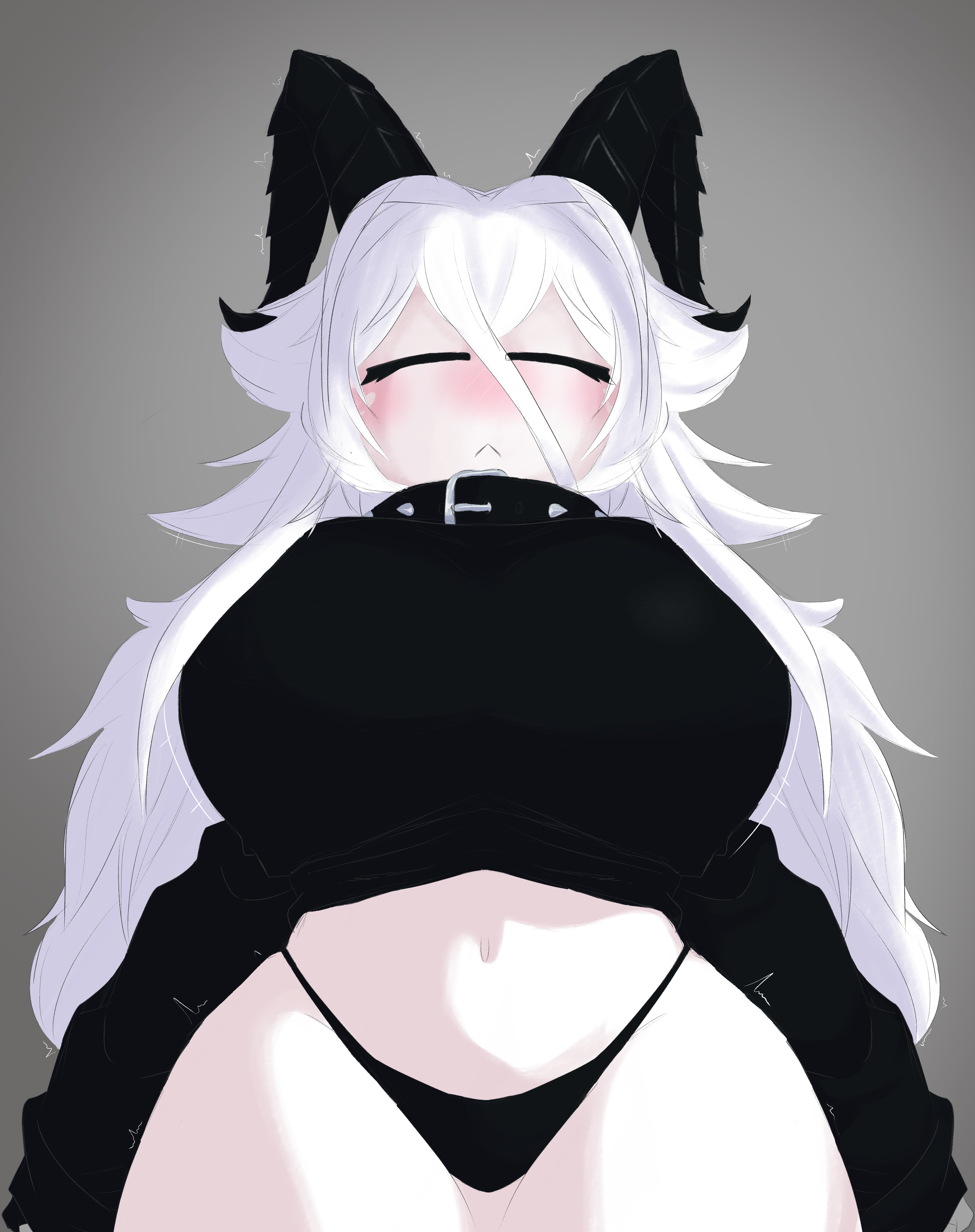 2d 2d_(artwork) 2d_artwork breasts collar confusedsabron female g_apocalypse_approved horn horns huge_breasts long_hair roblox robloxian shy sweater thick_thighs thong white_body white_hair white_skin