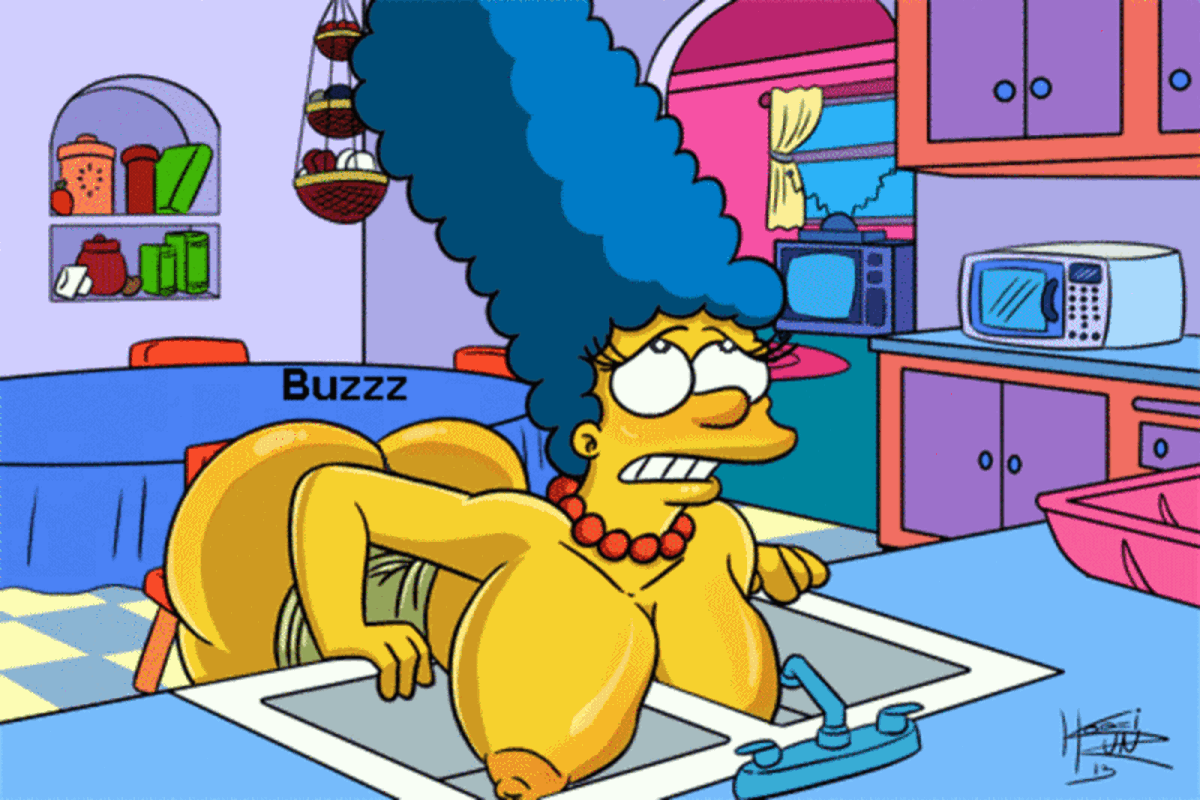 marge simpson, the simpsons, animated, edited, vibrator in pussy.