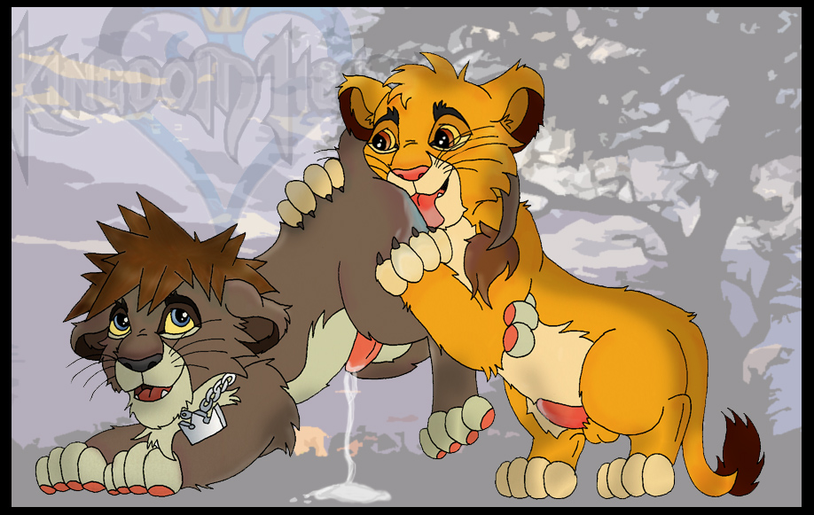 simba, sora, sora (lion form), disney, kingdom hearts, the lion king, male, male only, multiple males, yaoi, 