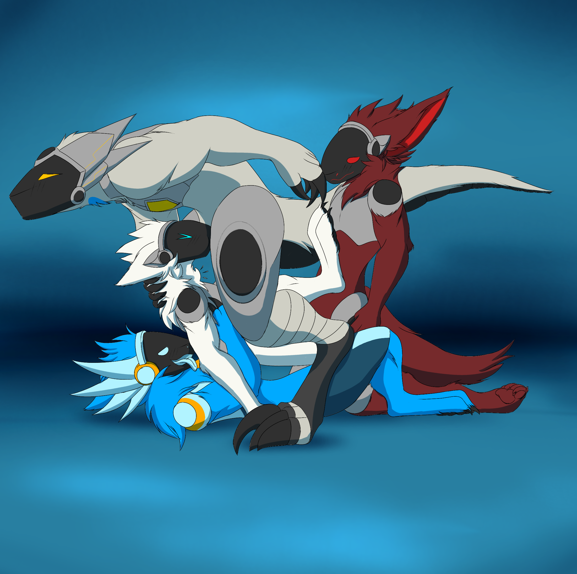 dex the protogen, group, gustav belivahn, intersex, machine, male, male/mal...