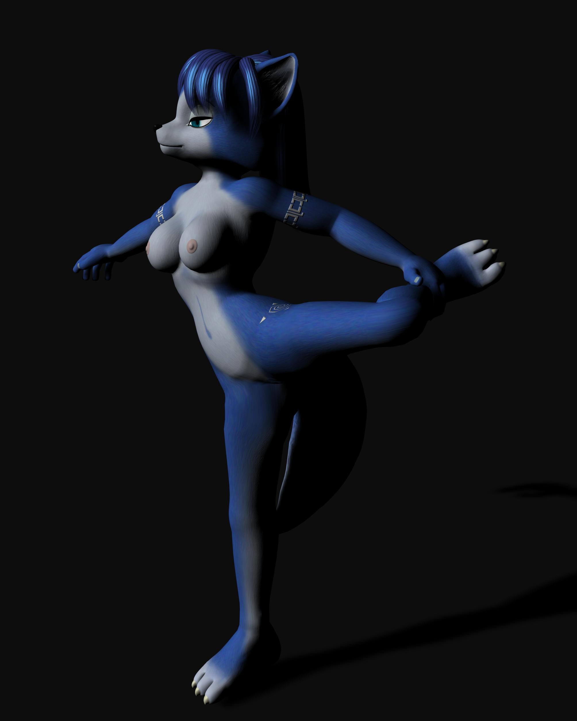 krystal, star fox, 3d, color, tagme, anthro, female, female only, fox, fur, furry, solo, 