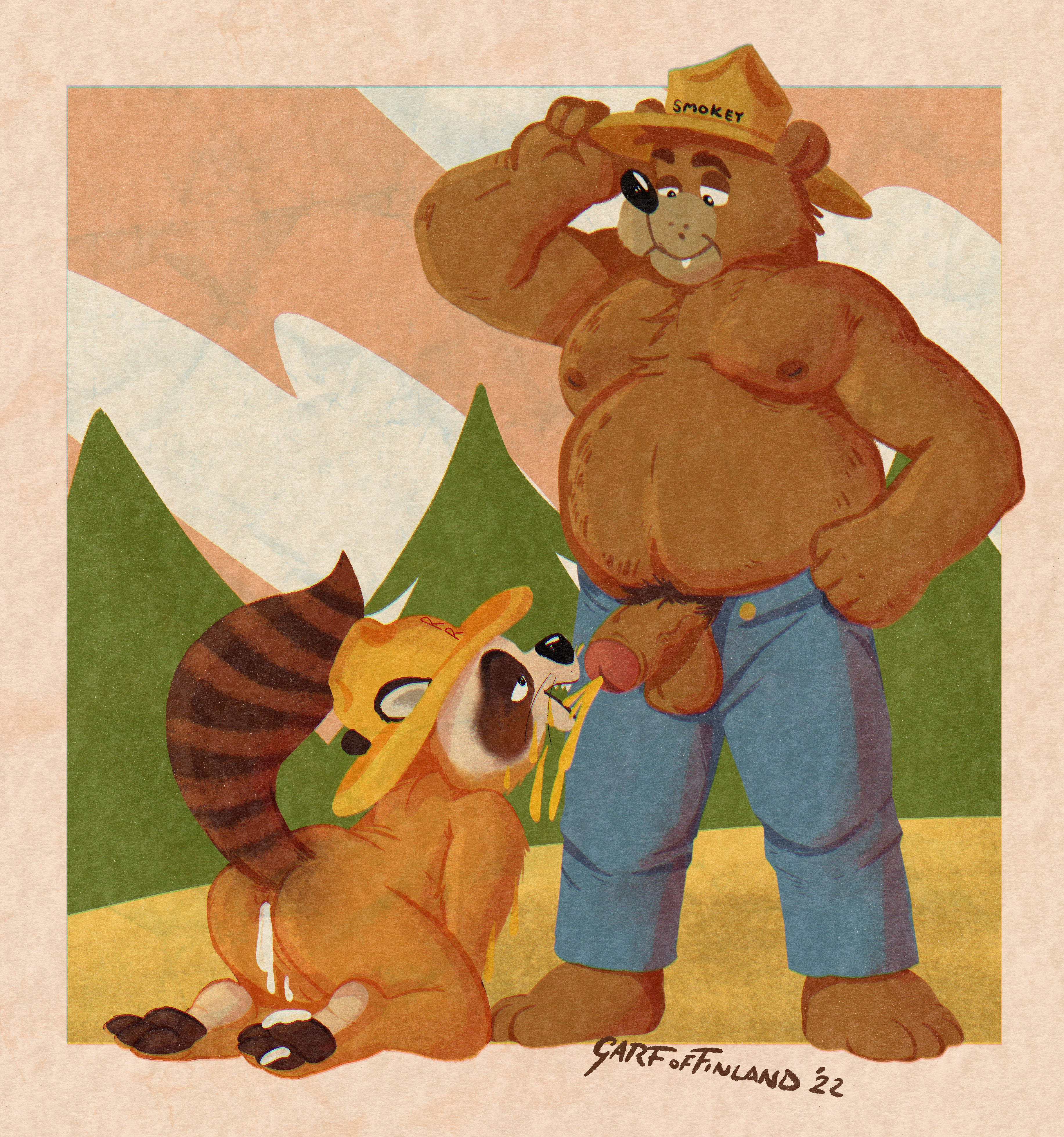 smokey bear, absurd res, hi res, huge filesize, simple background, text, an...