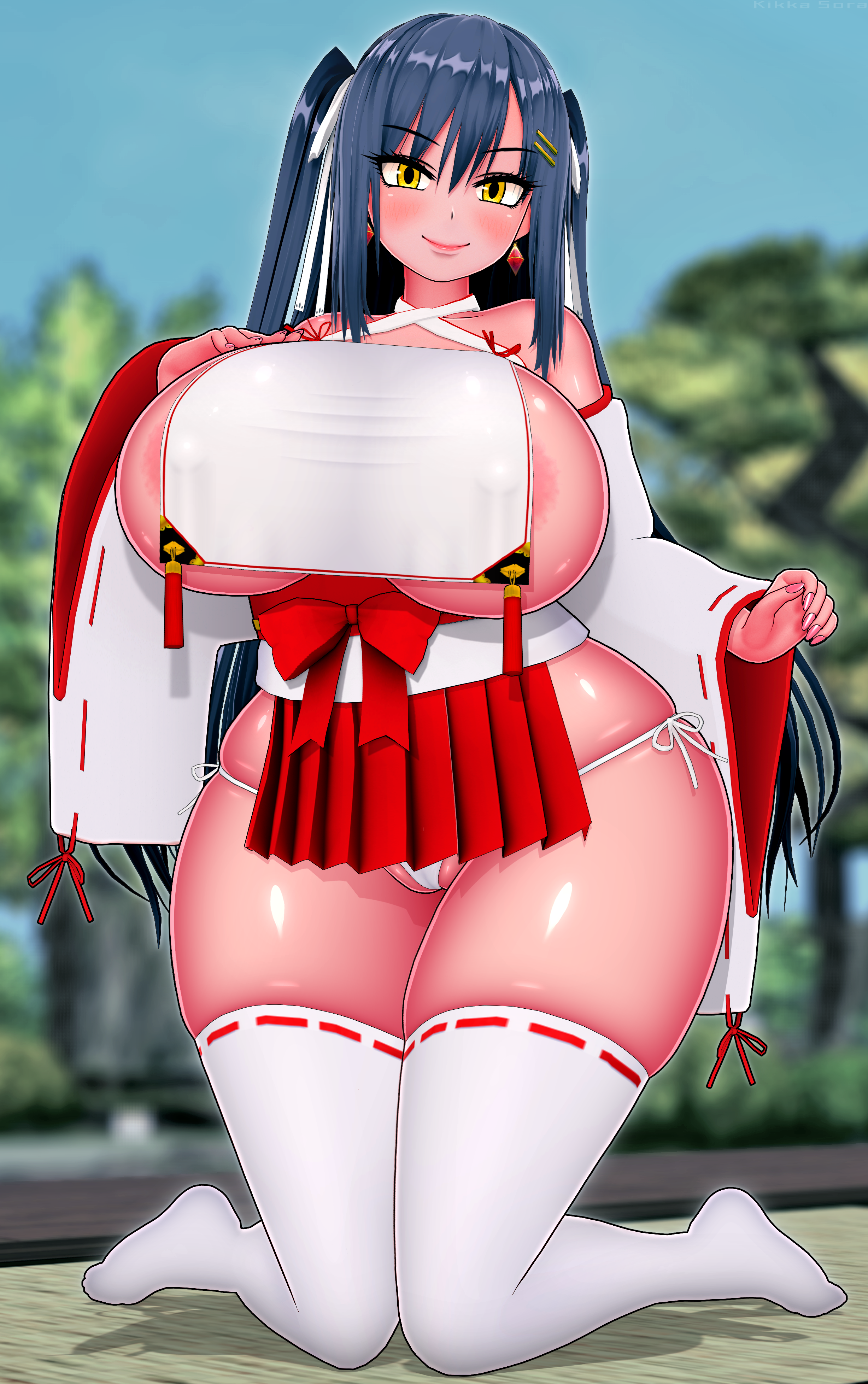 kikka sora, highres, 1girls, ass, breasts, female, female only, gyaru, huge ass, huge breasts, miniskirt, panties, thick thighs, thighhighs, yazima ayumi, 