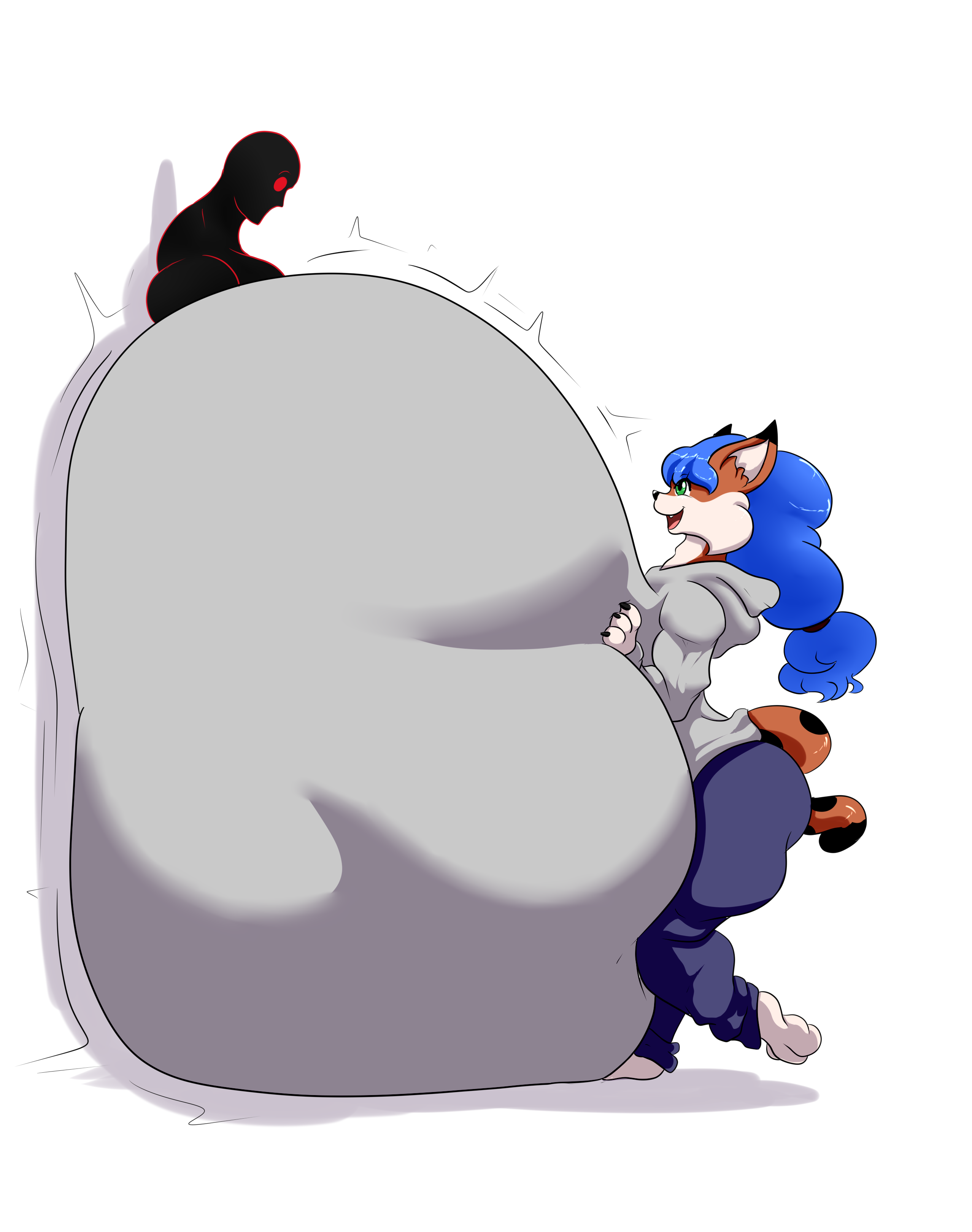 white background, anthro, big breasts, blue hair, breast squish, breasts, carlossaiyan, clothing, female, furry, huge breasts, human, hyper, hyper breasts, male, squish, 