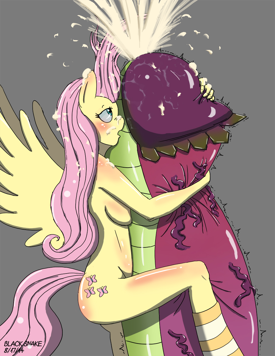 fluttershy (mlp), friendship is magic, my little pony, 2014, grey background, anthro, anthrofied, blush, breasts, cum, cumshot, cutie mark, equine, female, fur, hair, long hair, male, mammal, orgasm, pegasus, penis, pink hair, plain background, rabbitcake, size difference, straight, vein, wings, yellow fur, 