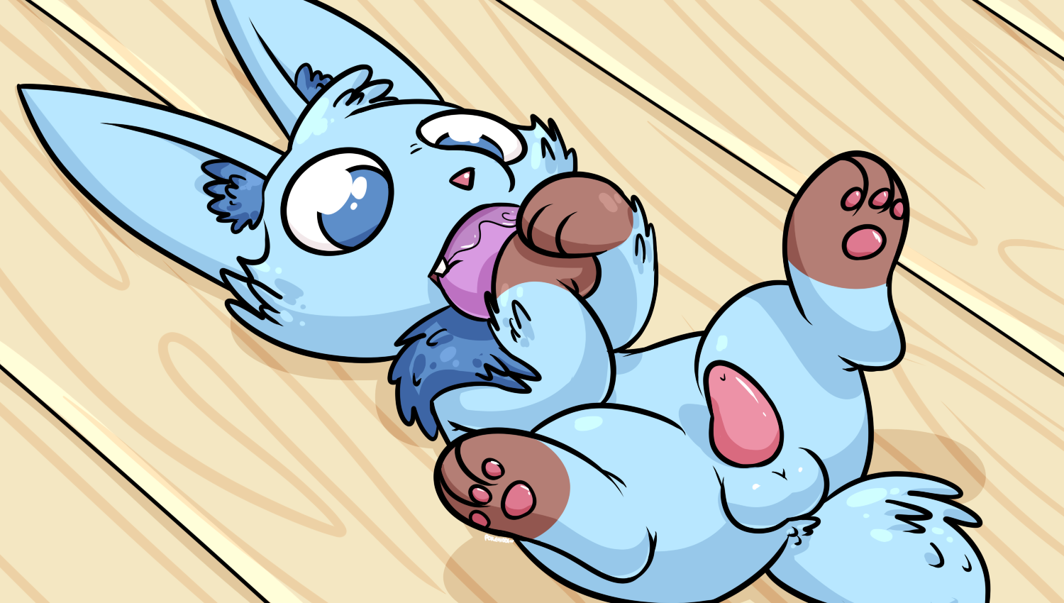 pokehidden, ruru, 1boy, ball, balls, furry, male, open mouth, penis, solo, 