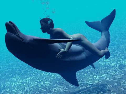 3d, animal, cetacean, dolphin, female, feral, human, interspecies, male, ma...