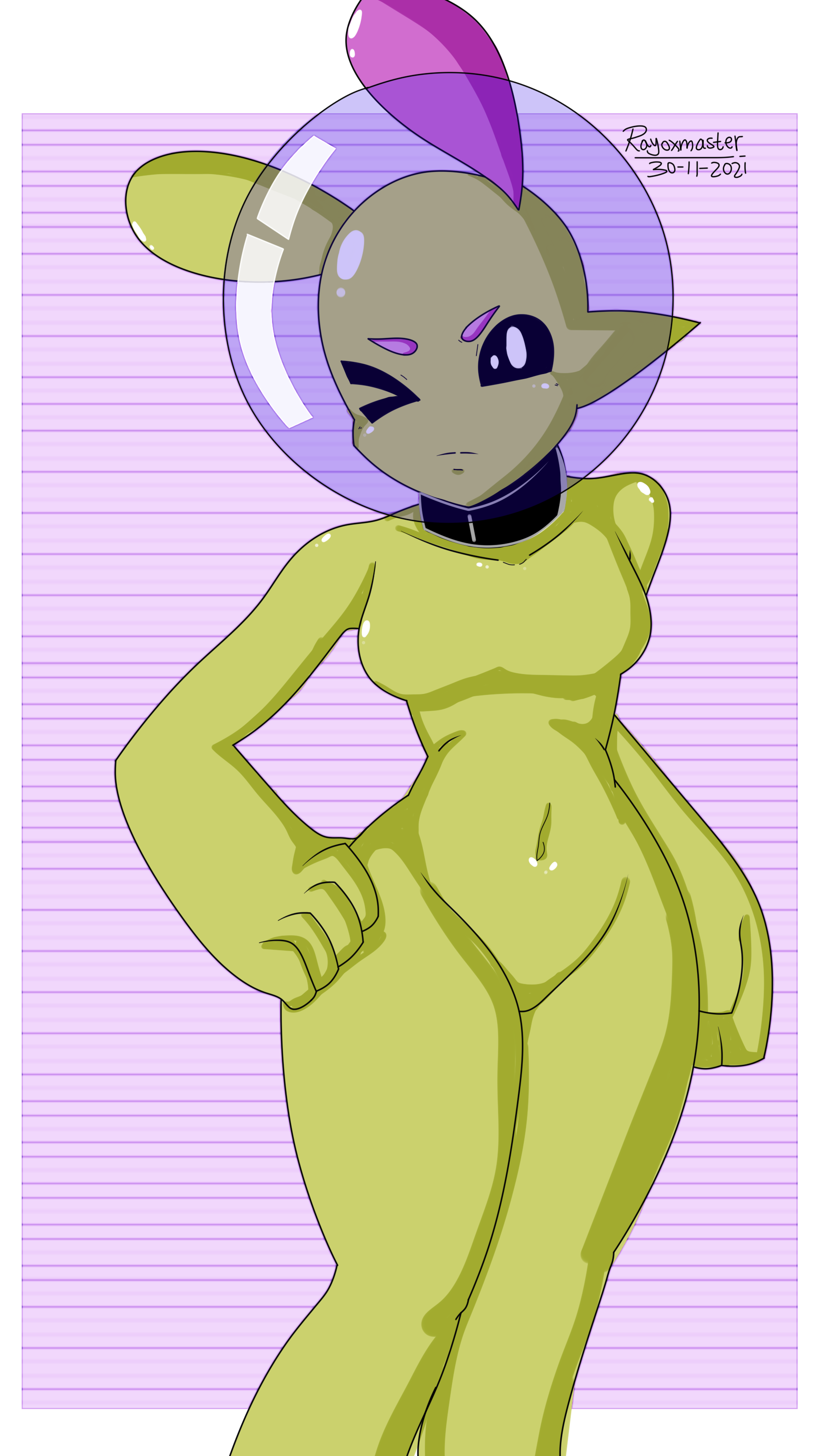 alien girl, fanart, green body, green skin, humanoid, sploot (unknownspy), ...