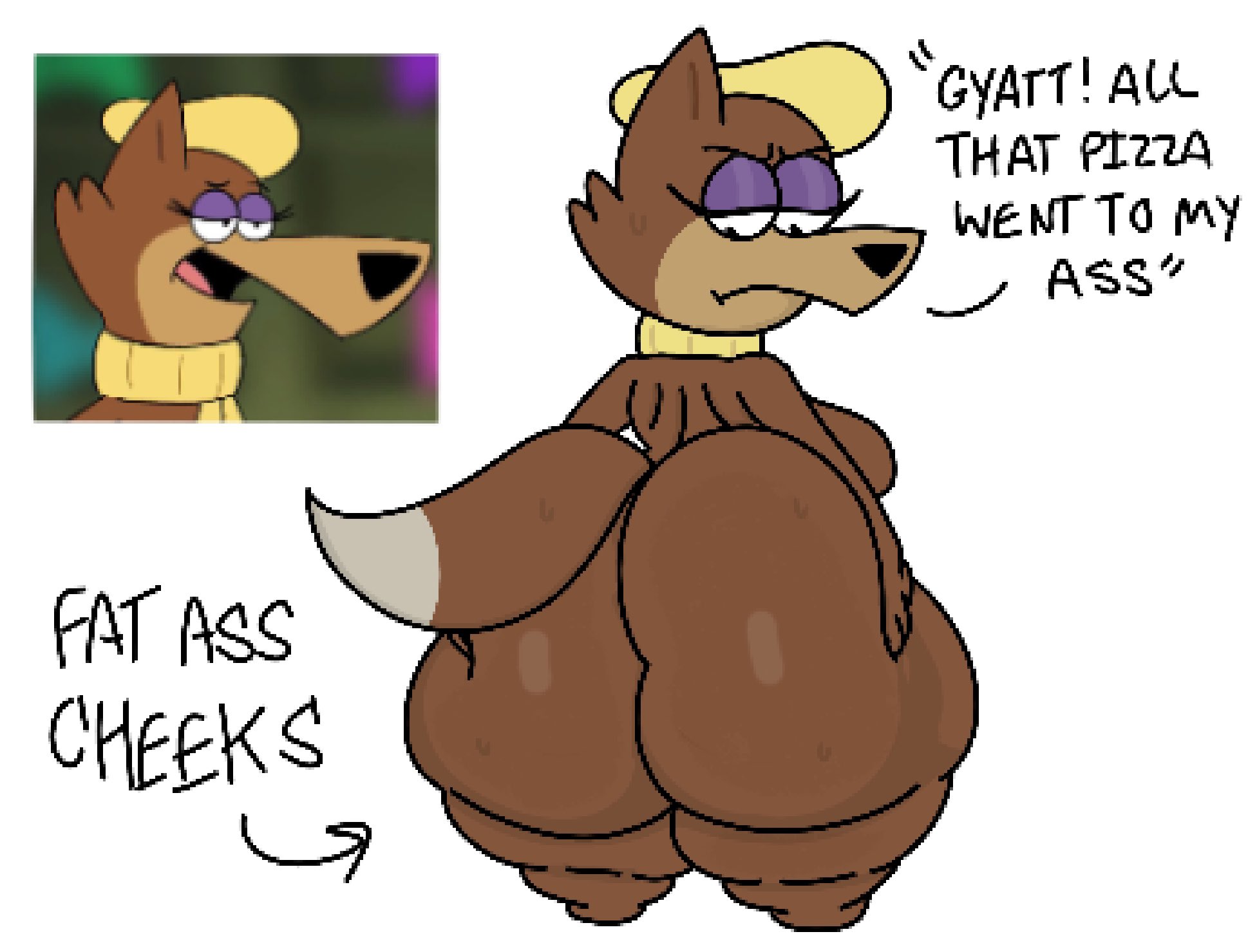 hanna-barbera, loopy de loop, warner bros, warner brothers, 2d, 2d (artwork), digital drawing (artwork), digital media (artwork), tagme, 2025, 2d artwork, annoyed, annoyed expression, anthro, ass, beret, breasts, brown fur, bubble ass, bubble butt, canid, canine, dat ass, digital art, fat ass, female, furry, furry female, jellystone (hbo max), loopy (loopy de loop), tail, theslashfive, thick, thick thighs, wolf, wolf girl, 