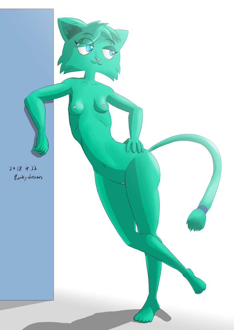 punkydreamer, 2018, anthro, feline, female, mammal, pussy, solo, tomboy, 