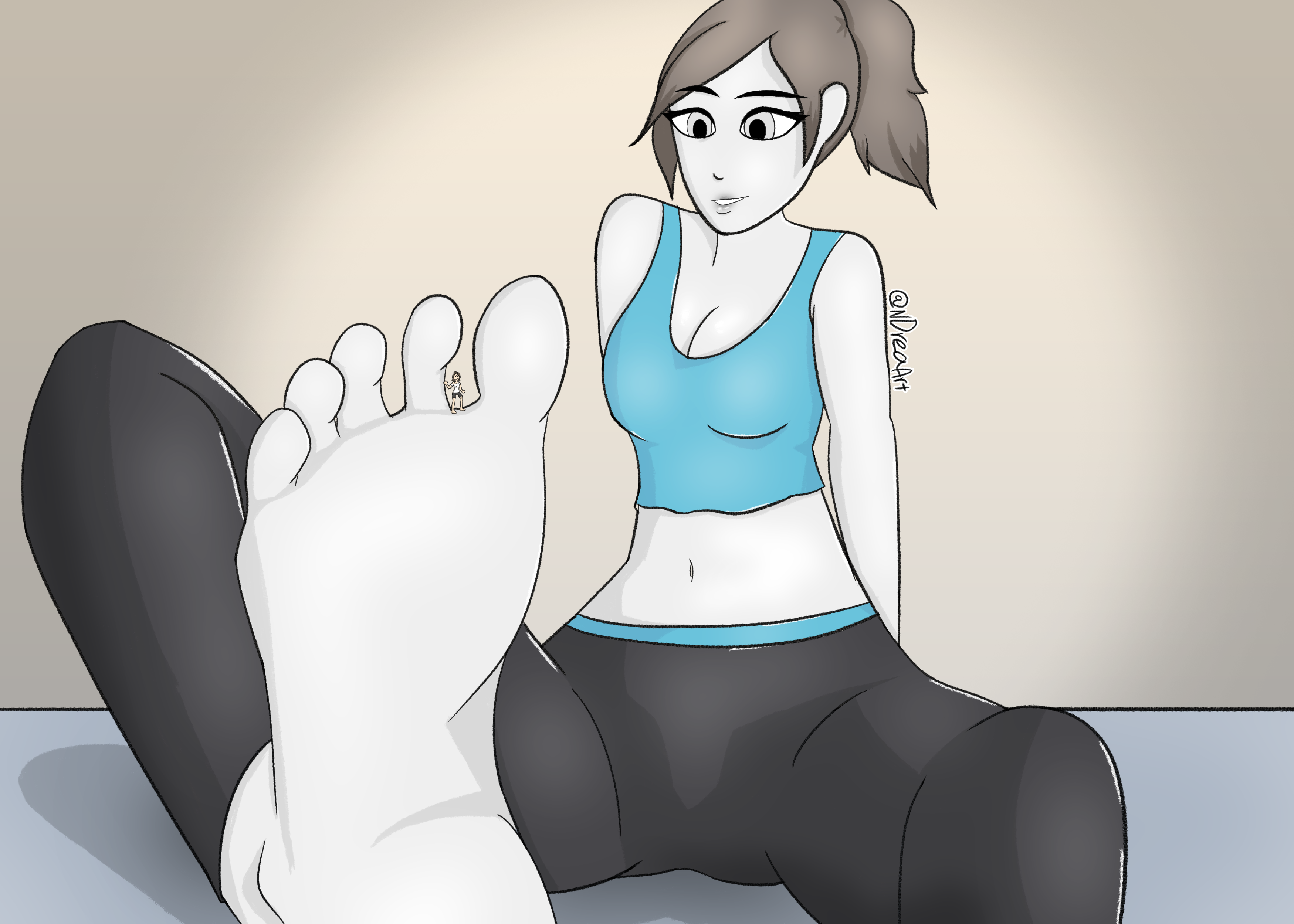 wii fit trainer, wii fit, feet, foot fetish, foot focus, giant, giantess, m...