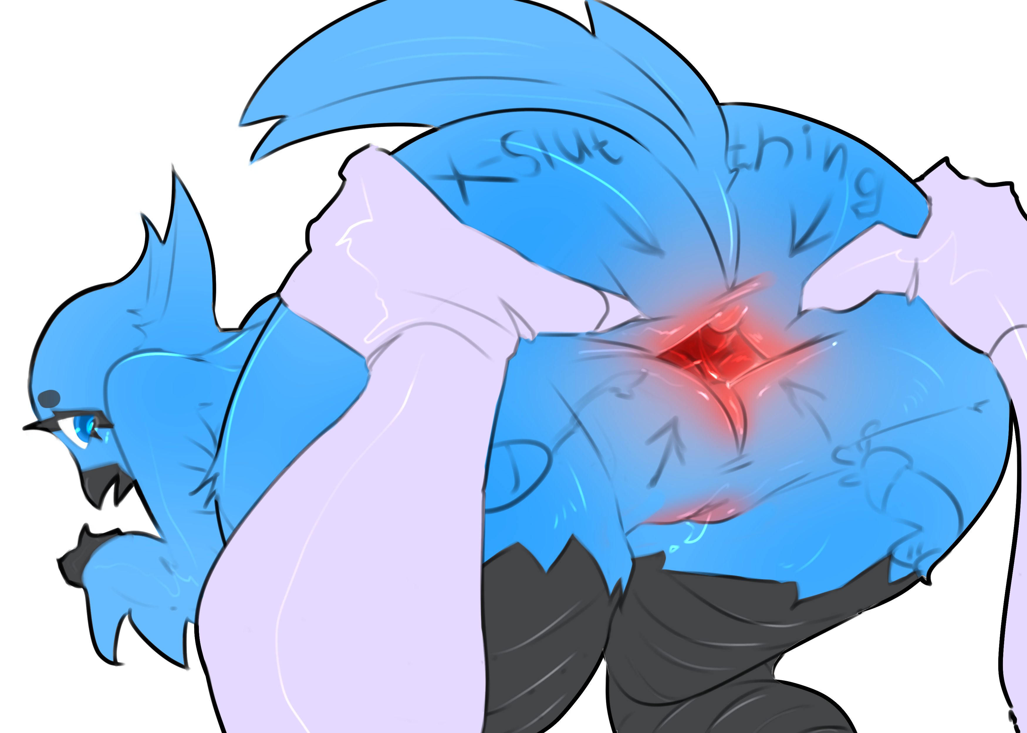 absurd_res anal anthro anthro_bird anthro_female anus ass back_view bisamon bisamon_(oc) blue_bird blue_body duo female gaping gaping_anus hi_res mammal meme pussy solo spread_anus spread_ass spread_butt spreading spreading_ass tweetfur twitter wet_pussy writing writing_on_ass writing_on_body writing_on_butt writing_on_skin