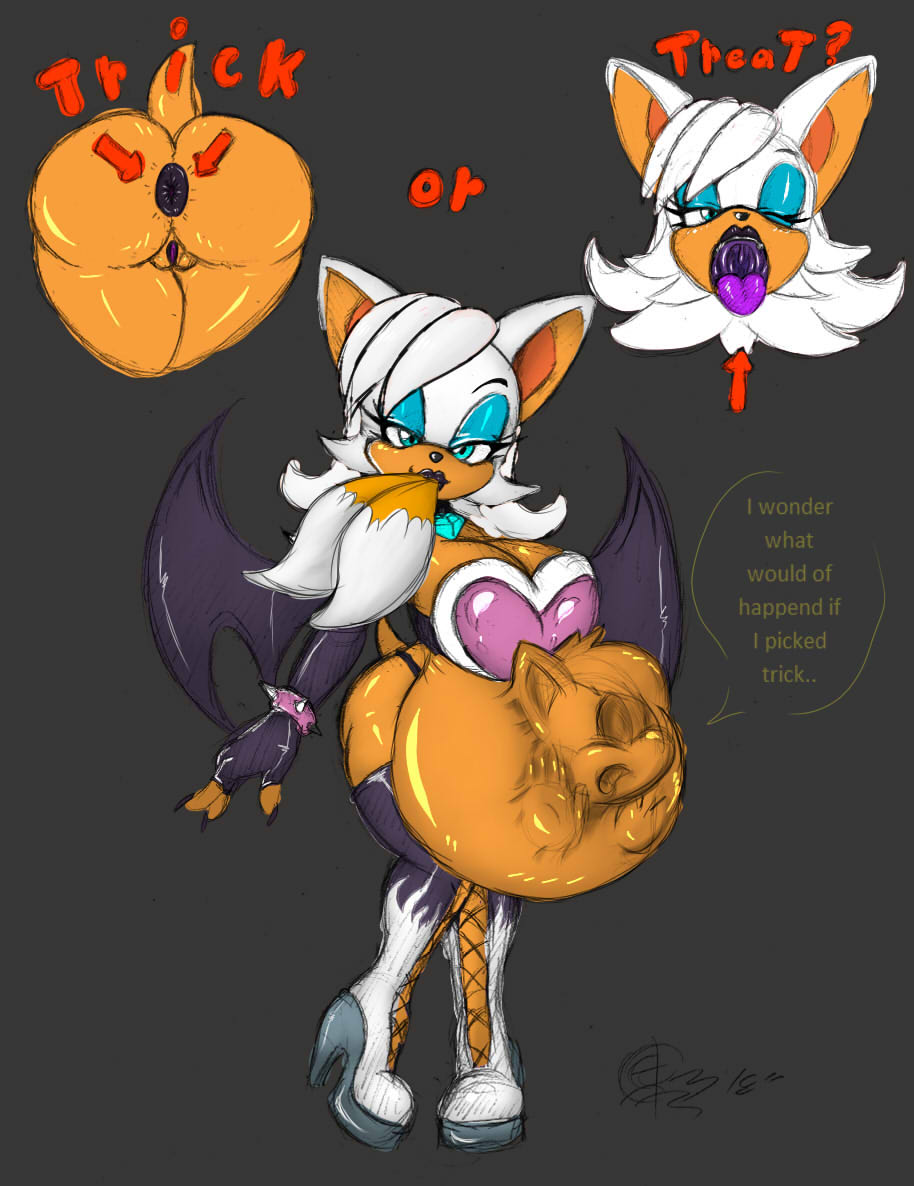 rouge the bat, tails, sega, sonic (series), bat wings, big belly, bluemoon the lucario, high heels, vore, 