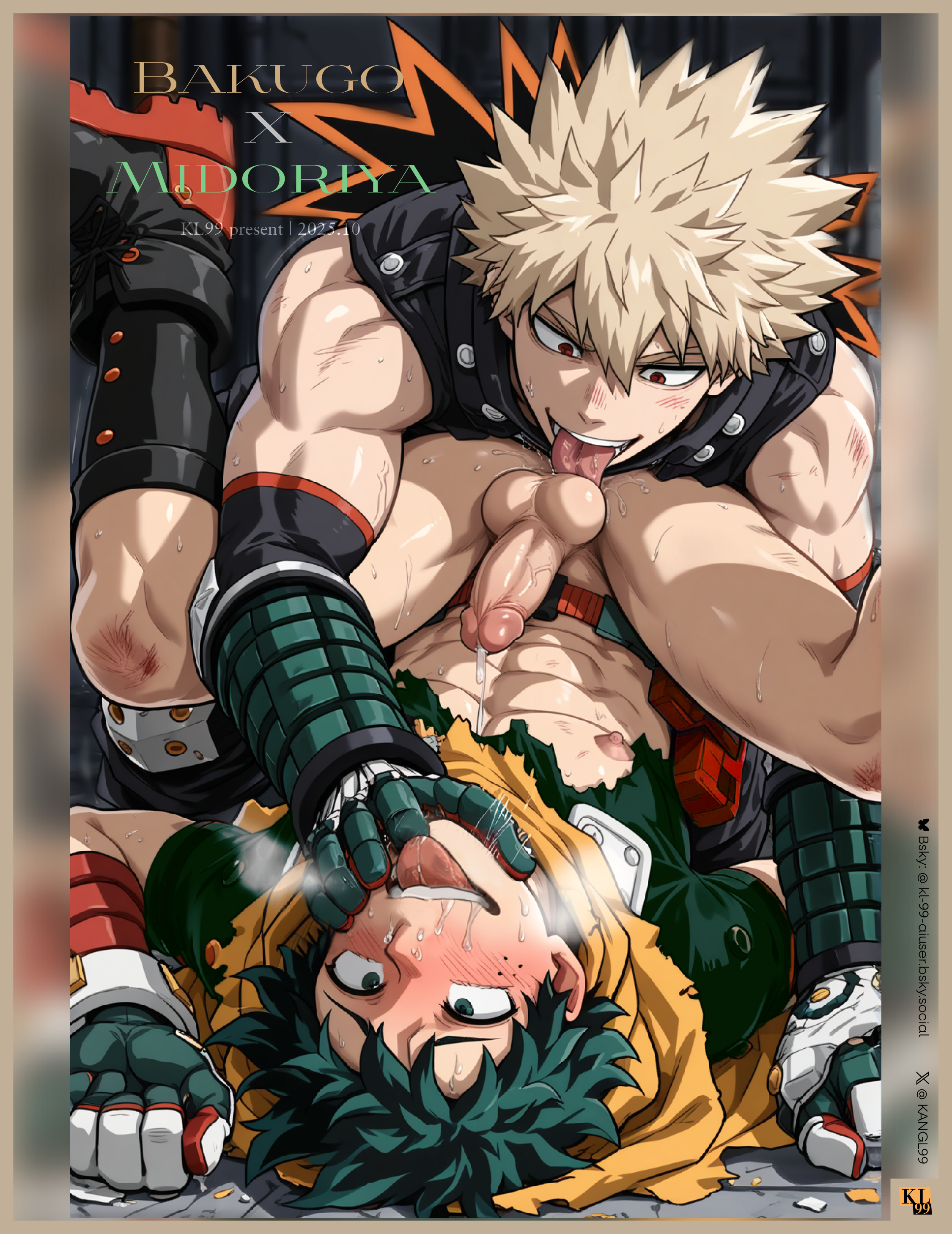 ai_generated bakudeku bakugou_katsuki bara deku gay kl_99 male male/male male_only midoriya_izuku muscle muscular_male my_hero_academia sex yaoi