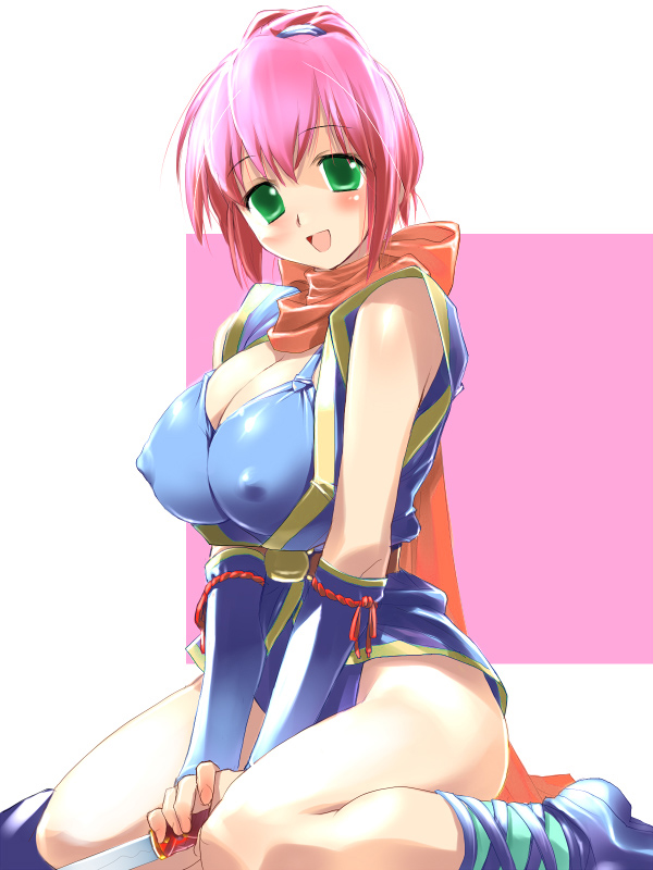 hima, lenna charlotte tycoon, final fantasy, final fantasy v, duplicate, erect nipples, female, female only, human, ninja, oppai, pink hair, solo, 