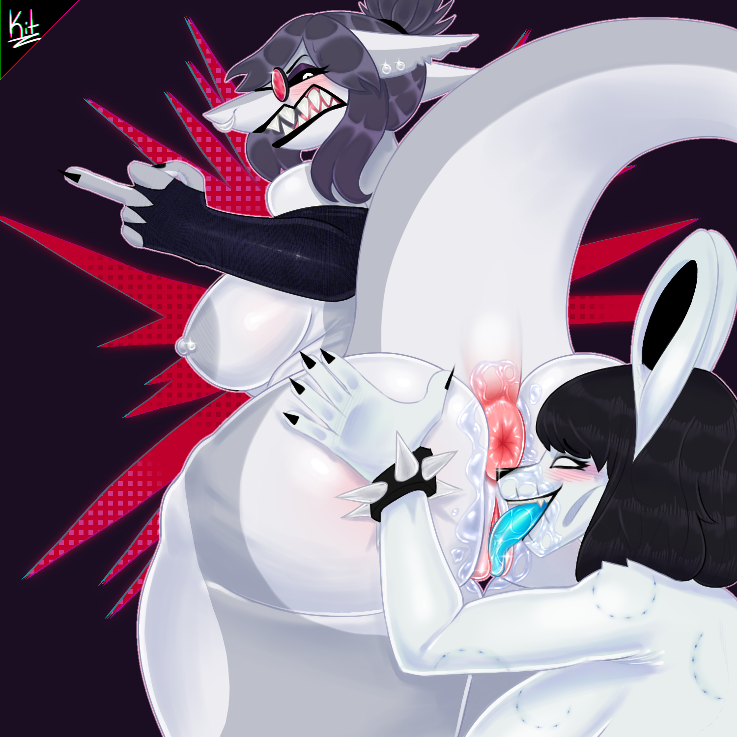 2024 5_fingers accessory angry annoyed anthro anus areola arm_warmers armwear artist_name ass ass_focus bangs bared_teeth bedroom_eyes big_anus big_ass big_breasts big_butt big_tail bite_mark black_hair black_lips black_lipstick black_nails black_nose blue_tongue blush blush_lines bodily_fluids bracelet breasts butt_focus clothing colored colored_nails cunnilingus digital_drawing_(artwork) digital_media_(artwork) duo ear_piercing ears_back english_text eyewear facial_piercing female female/female fingers fish fur gabby_(xikitsune) genital_fluids genitals gesture glasses glistening glistening_anus glistening_genitalia glistening_piercing glistening_pussy glistening_tongue hair hair_accessory hair_tie hand_gesture hand_on_ass hand_on_butt hi_res huge_ass huge_butt jewelry lagomorph latina leporid licking light lighting lips lipstick looking_back looking_pleasured makeup mammal marine mexican middle_finger nails narrowed_eyes nipple_piercing nipples nose_piercing nose_ring nude open_mouth oral piercing pivoted_ears puffy_anus purple_eyelids pussy pussy_juice_on_face rabbit rear_view red_eyewear red_glasses ring_piercing saliva saliva_on_anus saliva_on_face saliva_on_pussy saliva_on_tongue seductive sex shaded shark signature slightly_chubby slightly_chubby_female smile spiked_bracelet spikes tail teeth teeth_showing text thick_thighs tongue tuft vaginal_fluids vaginal_penetration white_body white_eyes xikitsune