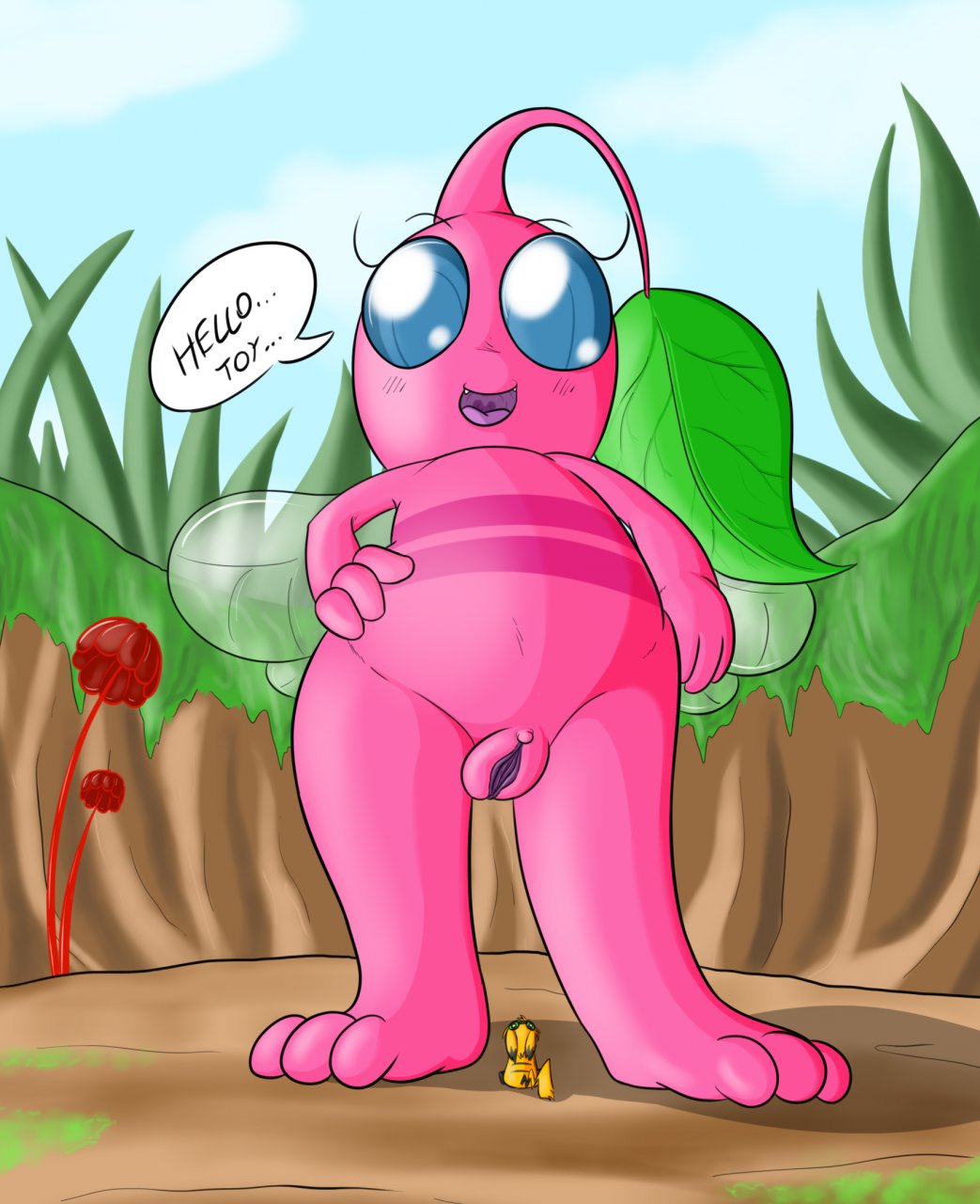 big, pink pikmin, pikmin, cute, flying, huge, naked, pink, pussy, small, va...
