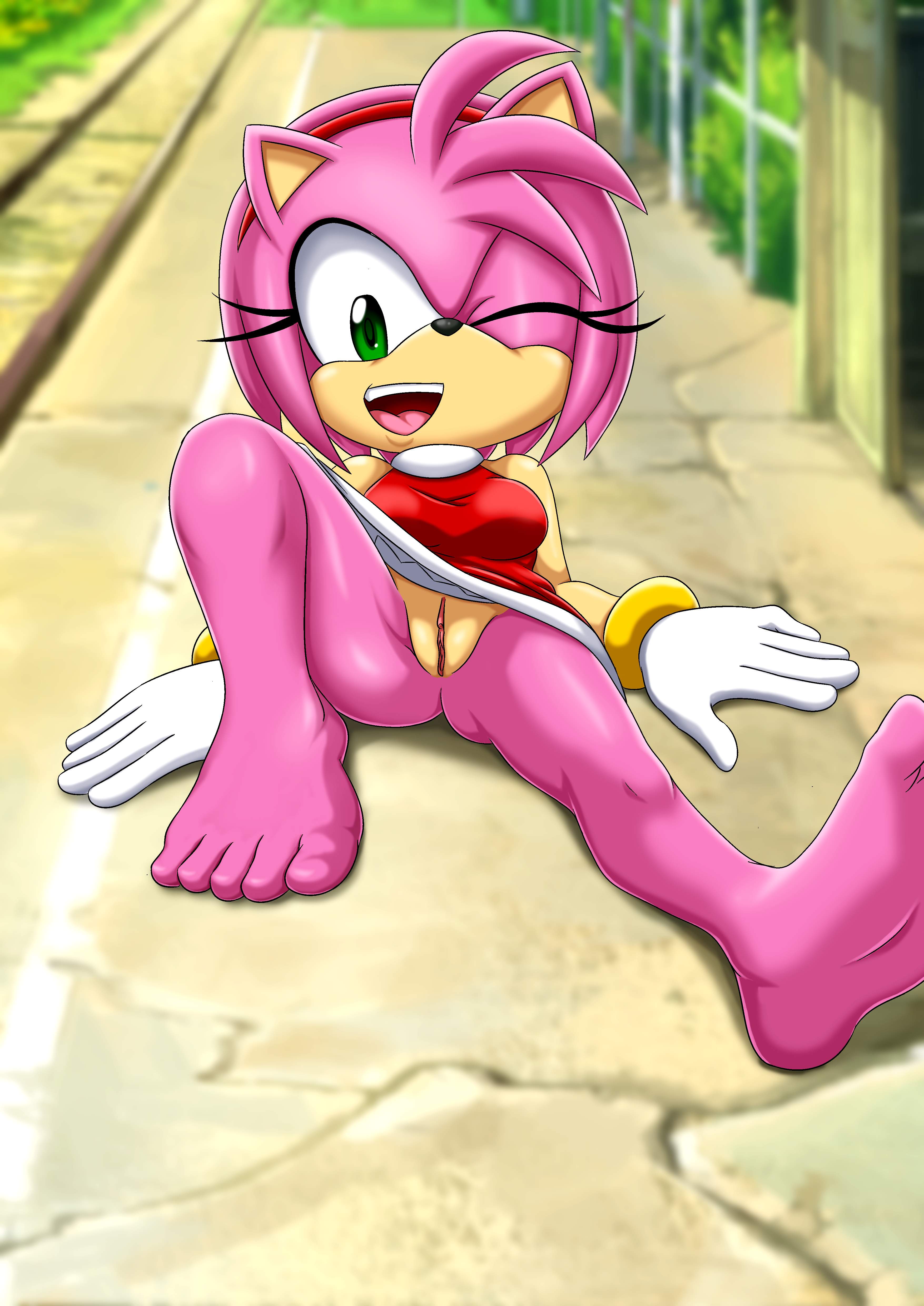 palcomix, amy rose, mobius unleashed, sonic (series), high resolution, bare...