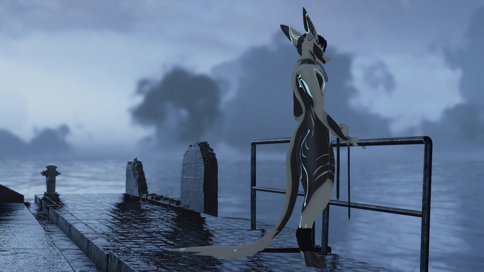twitter, 3d, tagme, url, anthro, anthro only, black fur, canid, fur, furry, furry only, male, male only, rexouium, somniumvrc, 