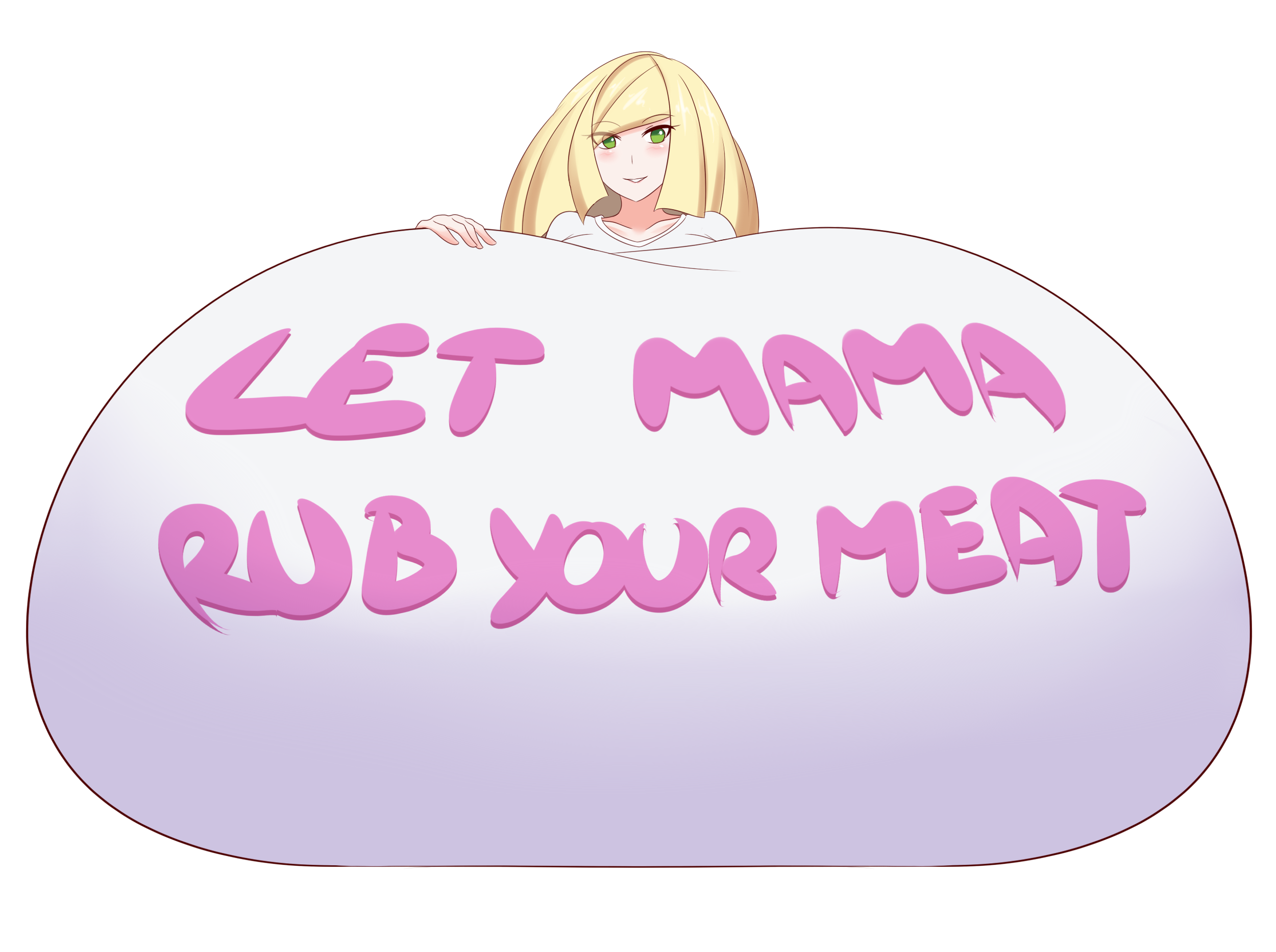 jcdr, lusamine (pokemon), aether foundation, pokemon sm, text, white background, 1girls, blonde hair, blush, female only, green eyes, human, hyper, hyper breasts, immobile, long hair, milf, mother, pokemon, smile, t-shirt, tight clothing, 