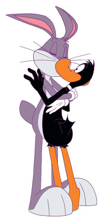 bugs bunny, daffy duck, looney tunes, the looney tunes show, tagme, anthro, duck, fur, furry, kissing, male, male only, mammal, multiple males, no humans, rabbit, 