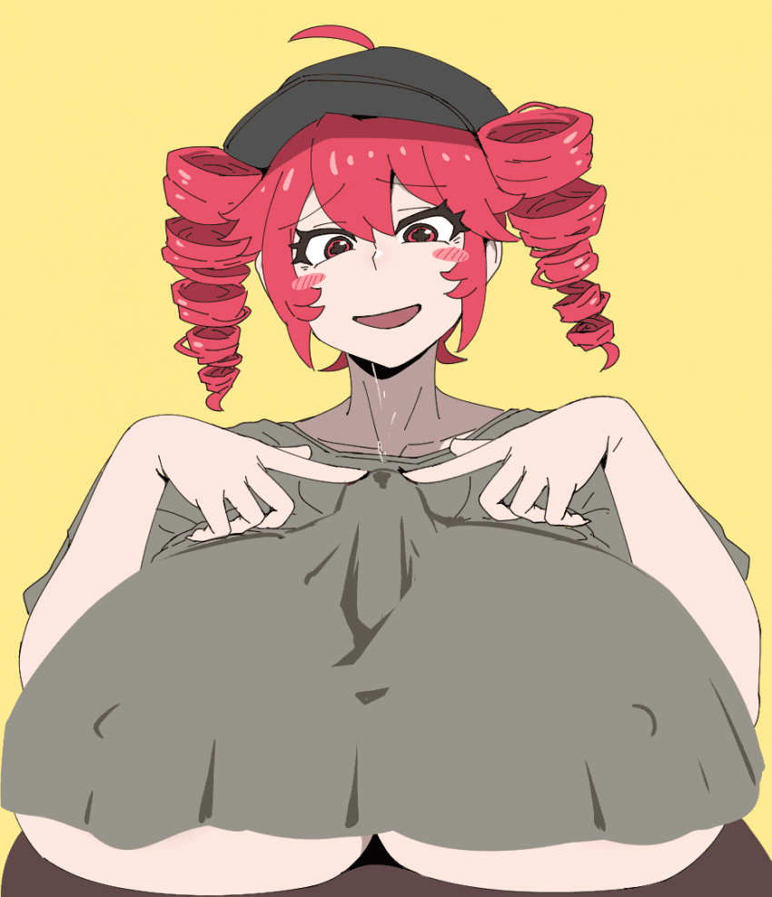 +_+ 1boy 1girls 2d 2d_(artwork) ahoge ahoge_through_hat big_breasts blush blush_lines blush_stickers breasts breasts_bigger_than_head breasts_bigger_than_torso clothed clothed_female clothed_female_nude_male clothing dark-skinned_male engulfing_paizuri erect_nipples erect_nipples_under_clothes exabyte eyelashes fat_breasts female gigantic_breasts hat huge_breasts kasane_teto kasane_teto_(sv) large_breasts looking_down male massive_breasts mv_character nipple_bulge nipples nipples_visible_through_clothing no_bra nude nude_male open_mouth outercourse override_(synthesizer_v) paizuri paizuri_lead_by_female paizuri_under_clothes parallax05 partial_male penis plump plump_breasts precum precum_drip precum_squirt precum_through_clothing red_eyes red_hair sex shirt simple_background smile source_request straight synthesizer_v tease teasing teasing_penis titjob top_heavy touching_penis twin_drills underboob utau yellow_background