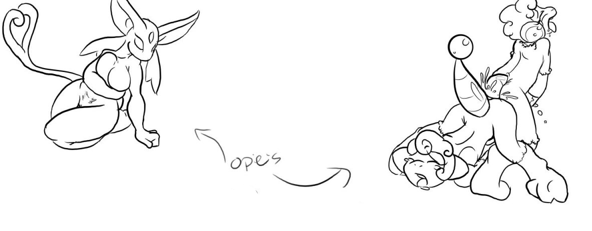 espeon, flaaffy, nintendo, monochrome, fur, furry, interspecies, pokemon, 