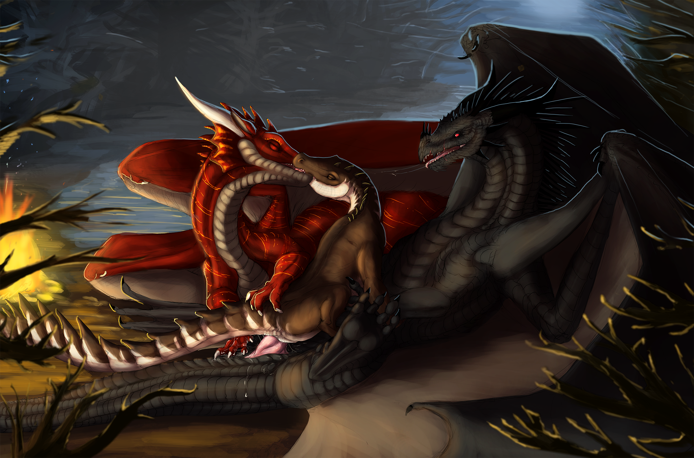 Dragon threesome artwork