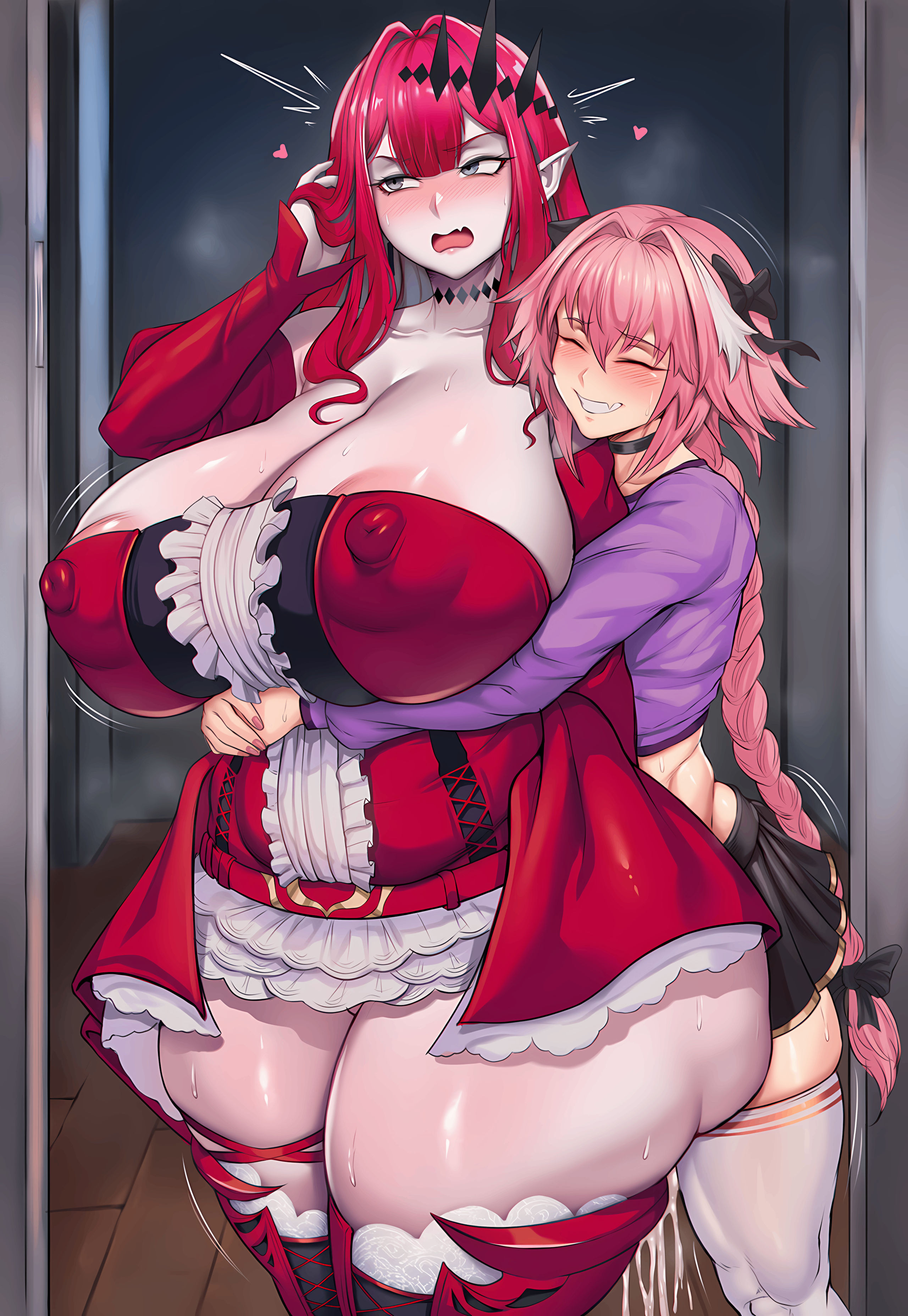 1boys 1girls ai_generated ass astolfo_(fate) baobhan_sith_(fate) bow braid braided_hair breasts cheating cheating_girlfriend cheating_wife collar crown cuckolding dress fate/grand_order fate_(series) female grabbing gray_eyes hair_ornament hair_ribbon imminent_sex indoors large_ass large_breasts long_hair multicolored_hair netorare nipples pale-skinned_female pale_skin pink_hair pussy red_hair red_nails sex skirt stockings sweat sweaty tight_clothing tight_fit tummy voluptuous voluptuous_female white_hair zenndiagram