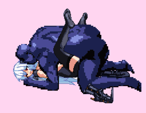 animated faceless_male feet feet_up female iari_(mugen) kuromaru_(mugen) m.u.g.e.n male male/female male_penetrating missionary_position missionary_sex oc original_character pixel_animation pixel_art sex stocking stockings_thigh_highs straight_sex toes toes_visible_through_clothing translucent white_hair