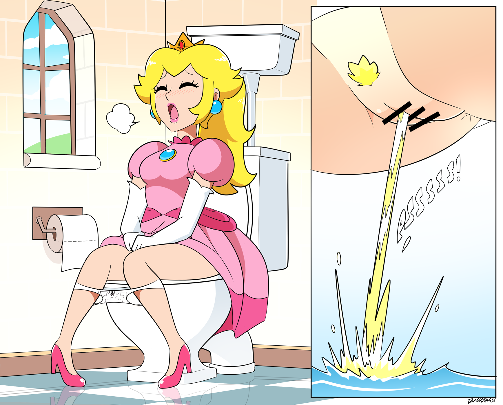 Princess peach peeing