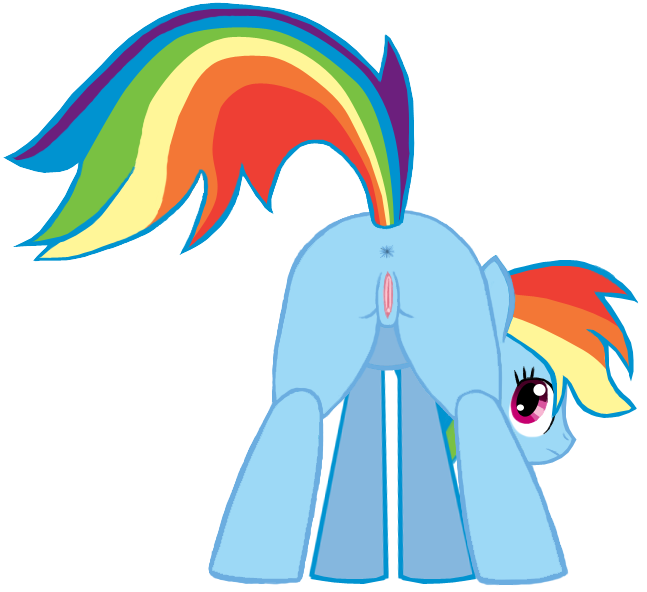 rainbow dash (mlp), friendship is magic, hasbro, my little pony, 2011, all fours, anus, ass, equine, female, hair, horse, looking back, pegasus, pony, presenting, pussy, solo, wings, 