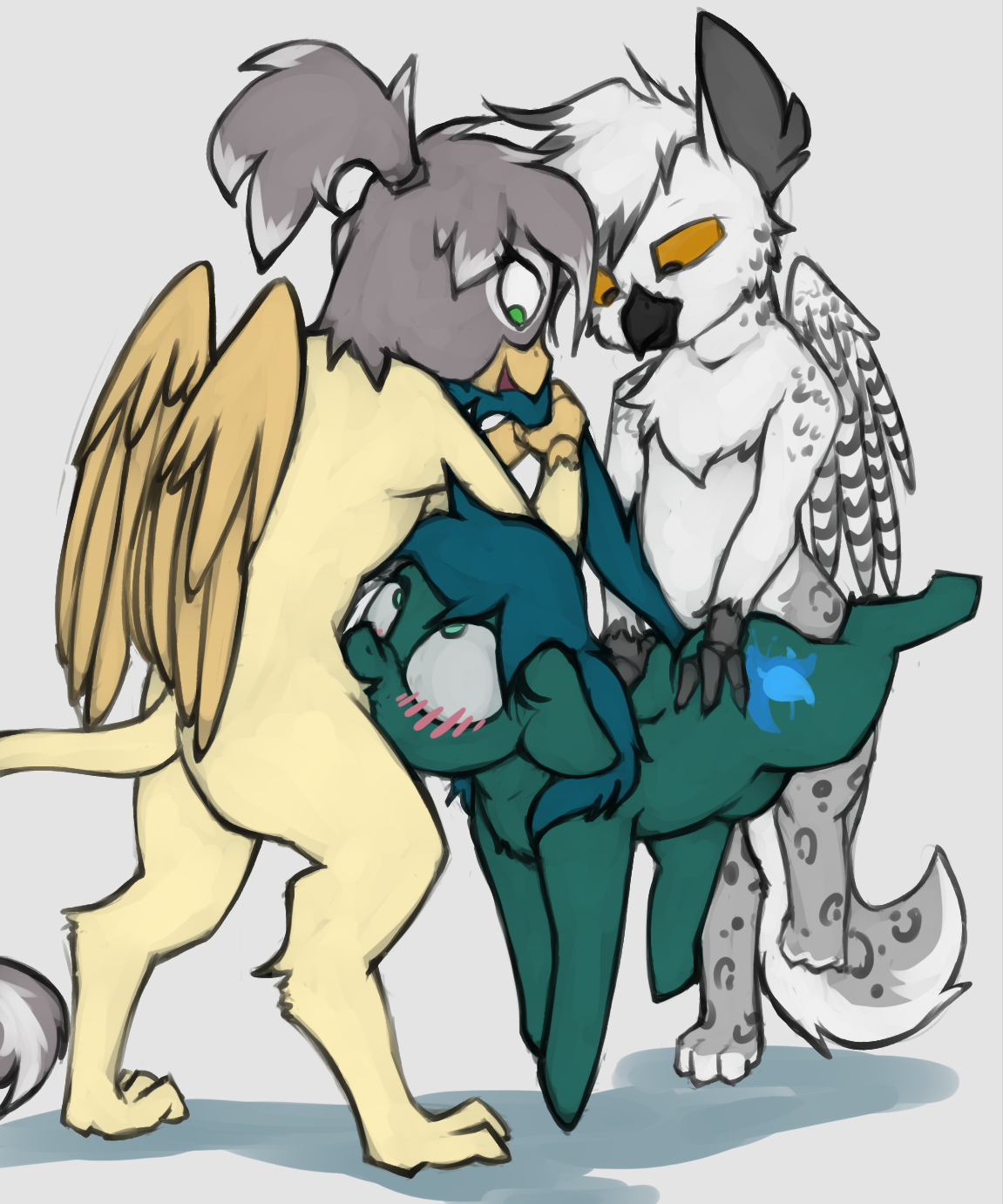 marsminer, poison trail, my little pony, hi res, avian, fan character, female, group, group sex, gryphon, intersex, male, mercury shine, oral, sex, spitroast, vaginal penetration, 