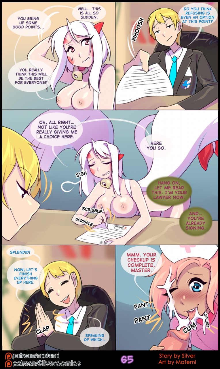 matemi, dragonair, finnegan lyonhardt, lugia, original character, silver soul, zygarde, zygarde core, nintendo, pokemon gsc, pokemon rgby, pokemon sm, 2018, comic, english text, patreon, text, url, watermark, 1girls, 2boys, animal humanoid, areolae, ass, blonde hair, blue eyes, breasts, chair, closed eyes, clothed, clothing, cum, cum on face, dark skin, desk, facial markings, feathers, female, feral, gay, hair, horn, humanoid, humanoid penis, logo, long hair, loose feather, male, markings, necktie, nipples, nude, nurse, one eye closed, paperwork, penis, pink eyes, pink hair, pokemon, quill, remy (character), short hair, suit, sweat, tail, tongue, tongue out, uniform, video games, white hair, wings, yaoi, 