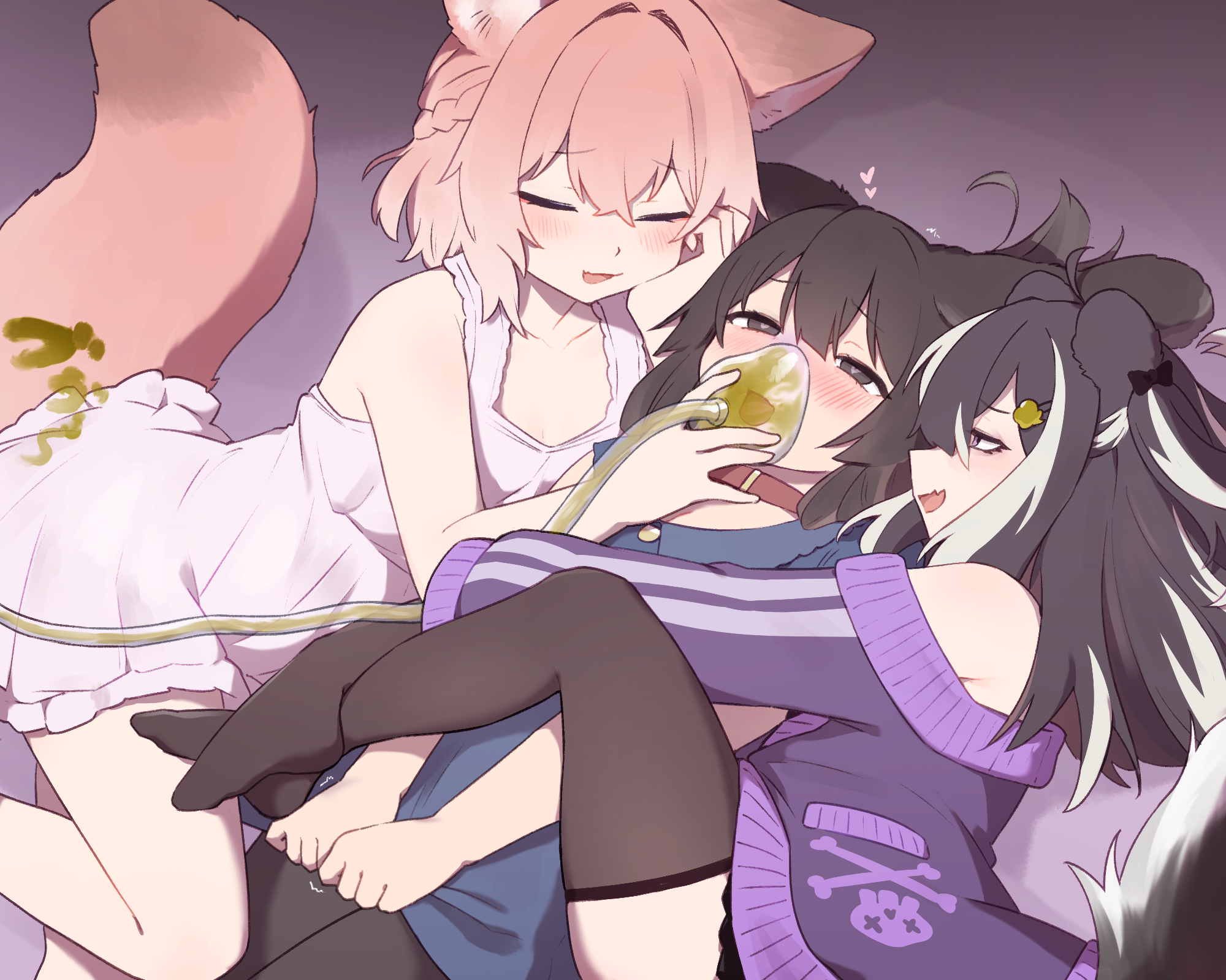 13o 3girls blush clothed clothing cruel cruelty dominant dominant_female enjoying_farting enjoying_farts face_fart face_farting facefart facefarting fart fart_cloud fart_fetish fart_in_face fart_sniffing fart_torture farting farting_in_face farting_on_another farting_on_face femdom fox_ears fox_girl fox_tail gas_mask heart-shaped_pupils pinned rabbit_girl sadistic sadistic_female skunk skunk_ears skunk_girl skunk_spray skunk_tail submissive submissive_female unable_to_move