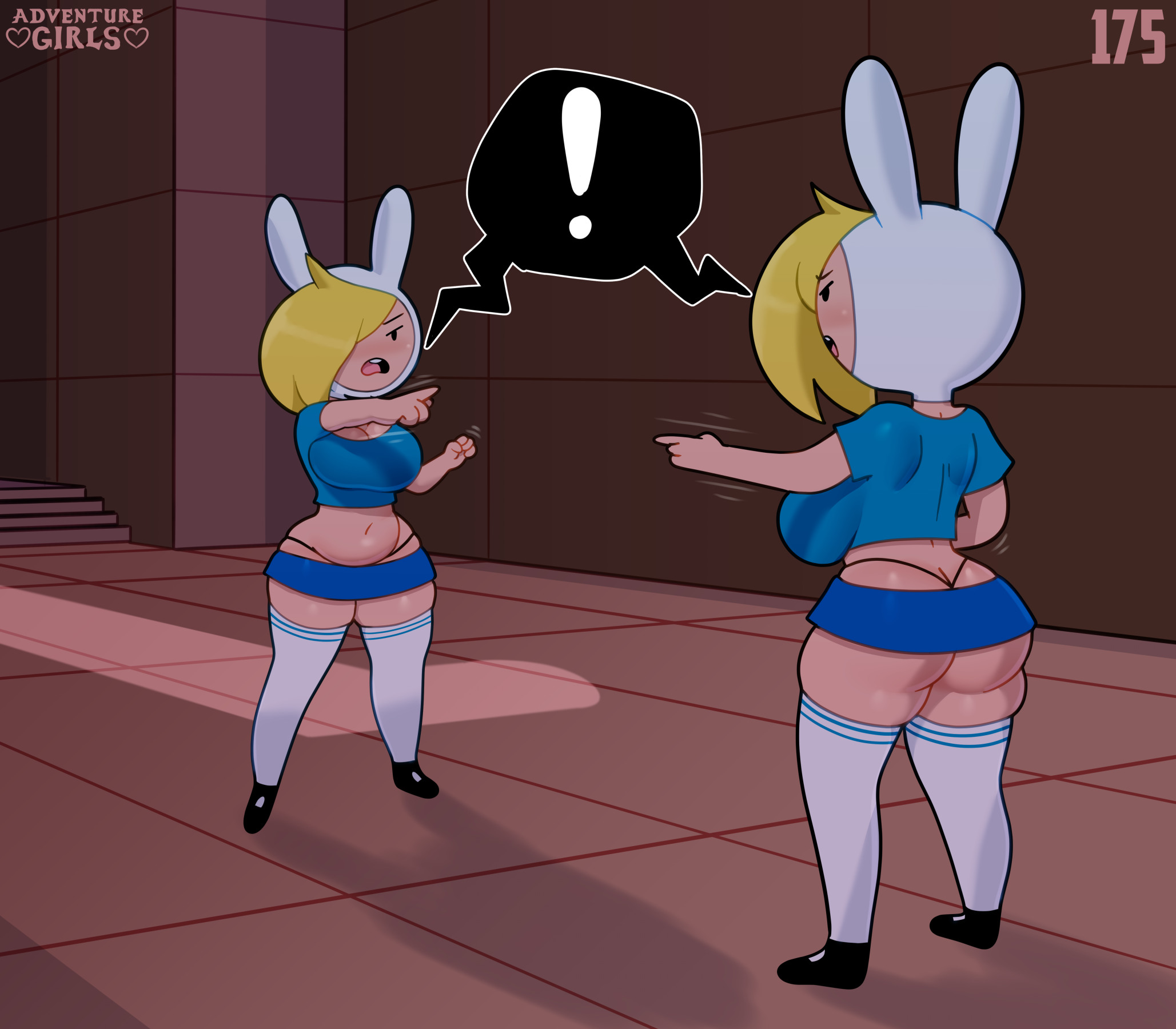 somescrub, fionna the human girl, adventure time, meme, 2girls, ass, big ass, big breasts, breasts, female, female only, large breasts, panties, thick thighs, wide hips, 