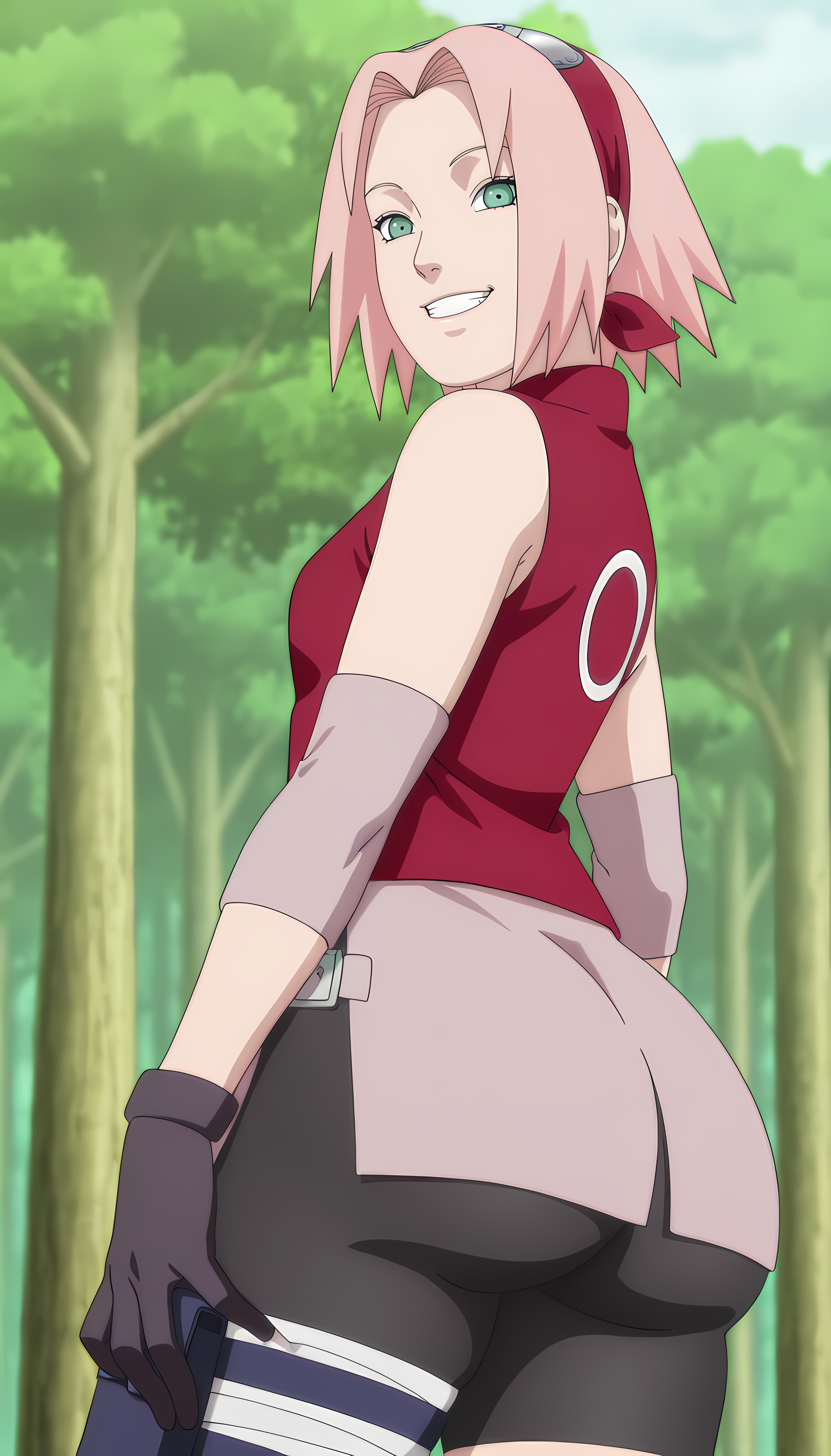 1girls ai_generated ass ass_bigger_than_head ass_focus ass_view back background behind_view big_ass bike_shorts black_bike_shorts black_shorts blue_sky bottom bottom_heavy bottomwear bubble_ass bubble_butt butt_crack clothed clothed_female clothes clothing dat_ass fat_ass female female_focus female_only forest forest_background from_behind from_below grin heavenly_ass highres huge_ass kneeling large_ass light-skinned_female light_skin low-angle_view lower_body lower_body_focus medium_hair naruto naruto_(series) naruto_shippuden nature outdoors pink_elbow_pads pink_hair presenting presenting_ass rear_view red_shirt red_sleeveless_shirt sakura_haruno shirt shorts simple_background sleeveless sleeveless_shirt smile solo solo_female solo_focus spats sunlight thick thick_ass thick_female thick_thighs thighs topwear trees unseen_female_face viewed_from_behind voluptuous voluptuous_female white_body wide_hips yaruxd