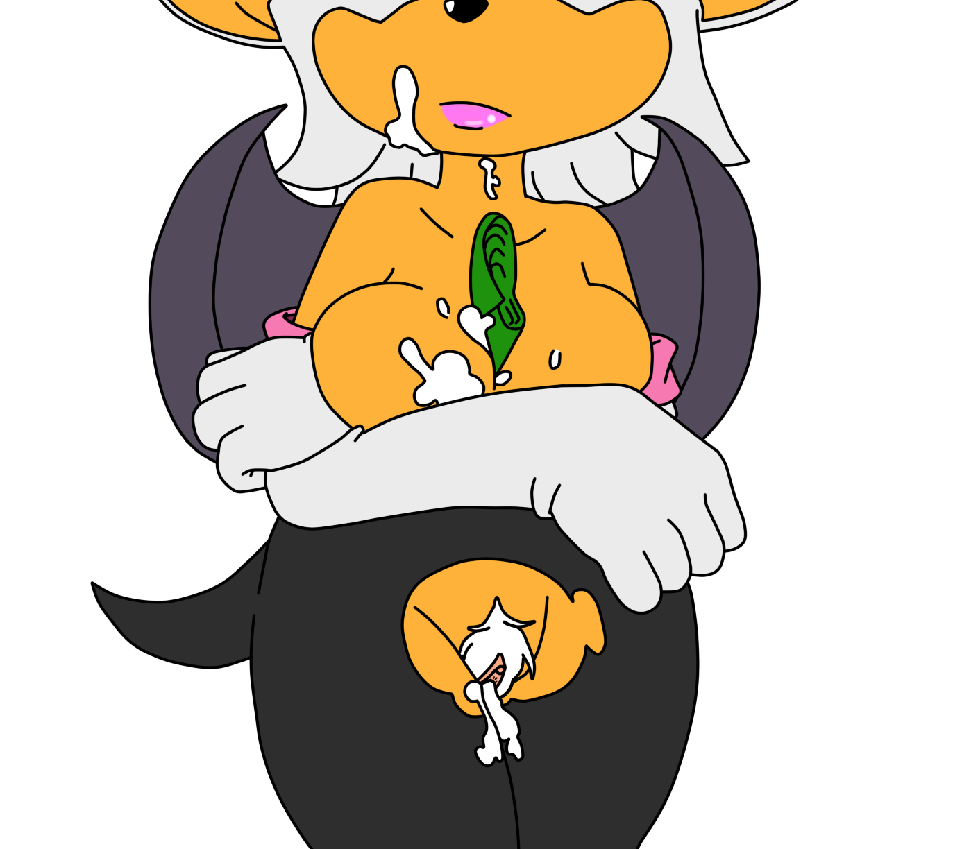 rouge the bat, sega, sonic (series), 2013, white background, bat, breasts, cum, cum in cleavage, female, plain background, pubes, white fur, 